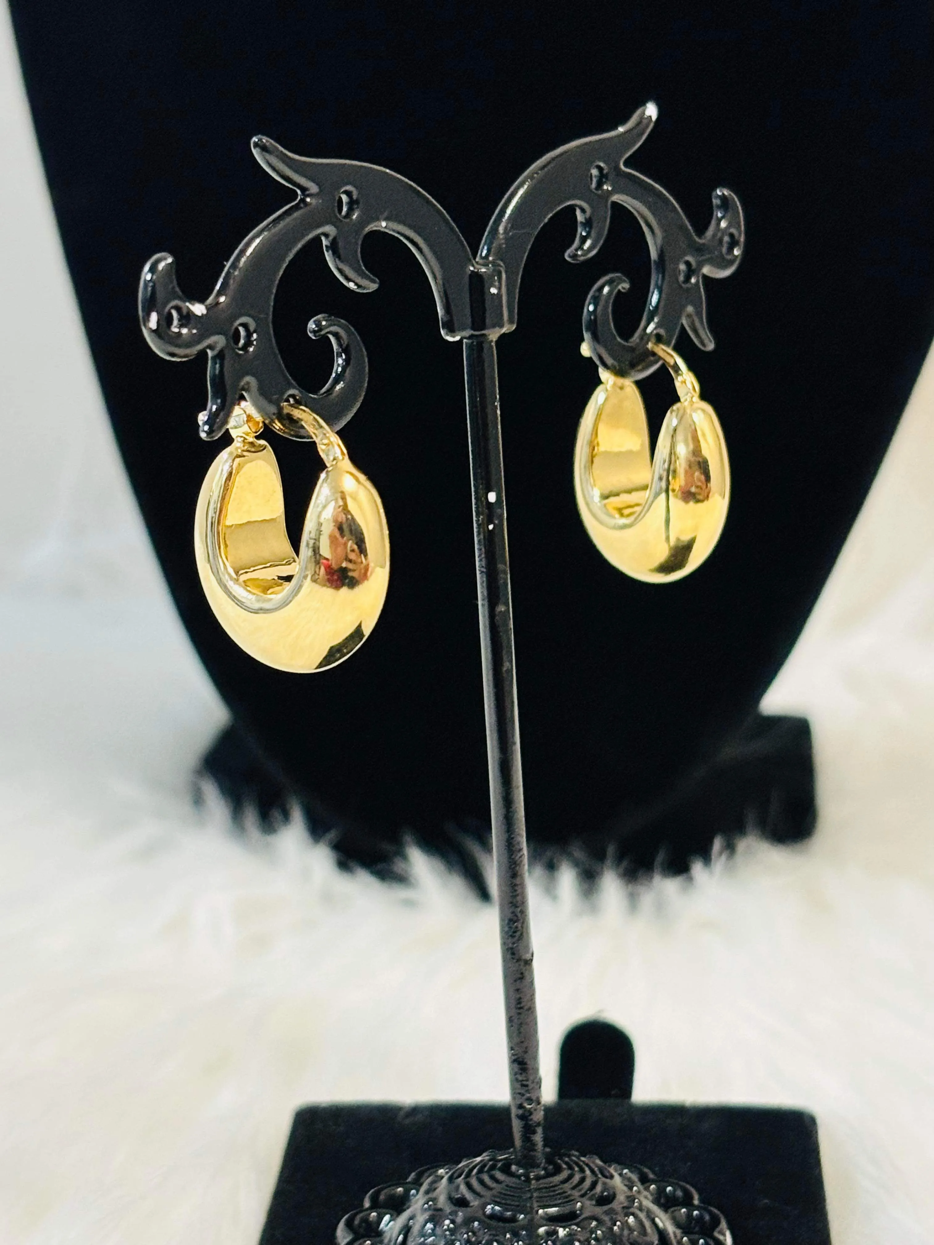 18K Gold Dome Loop Earrings