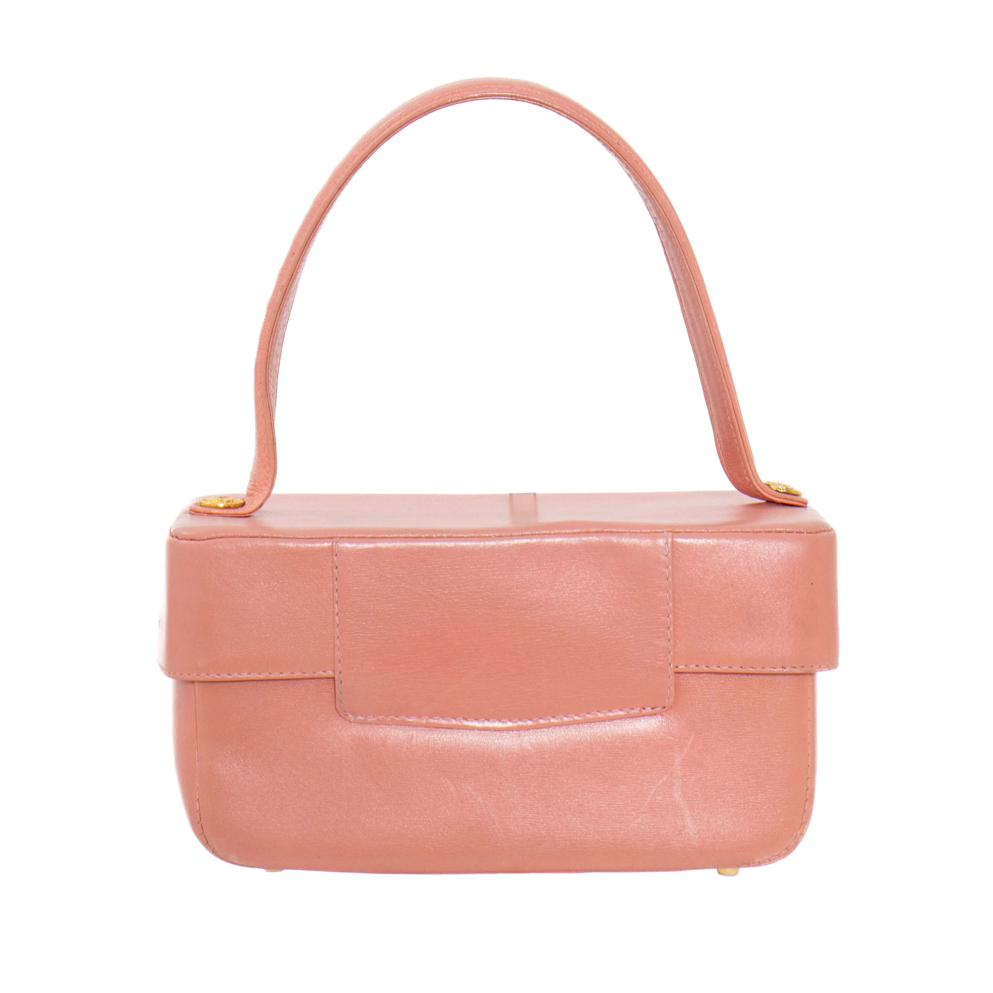 1990s Pink Leather Top Handle Bag