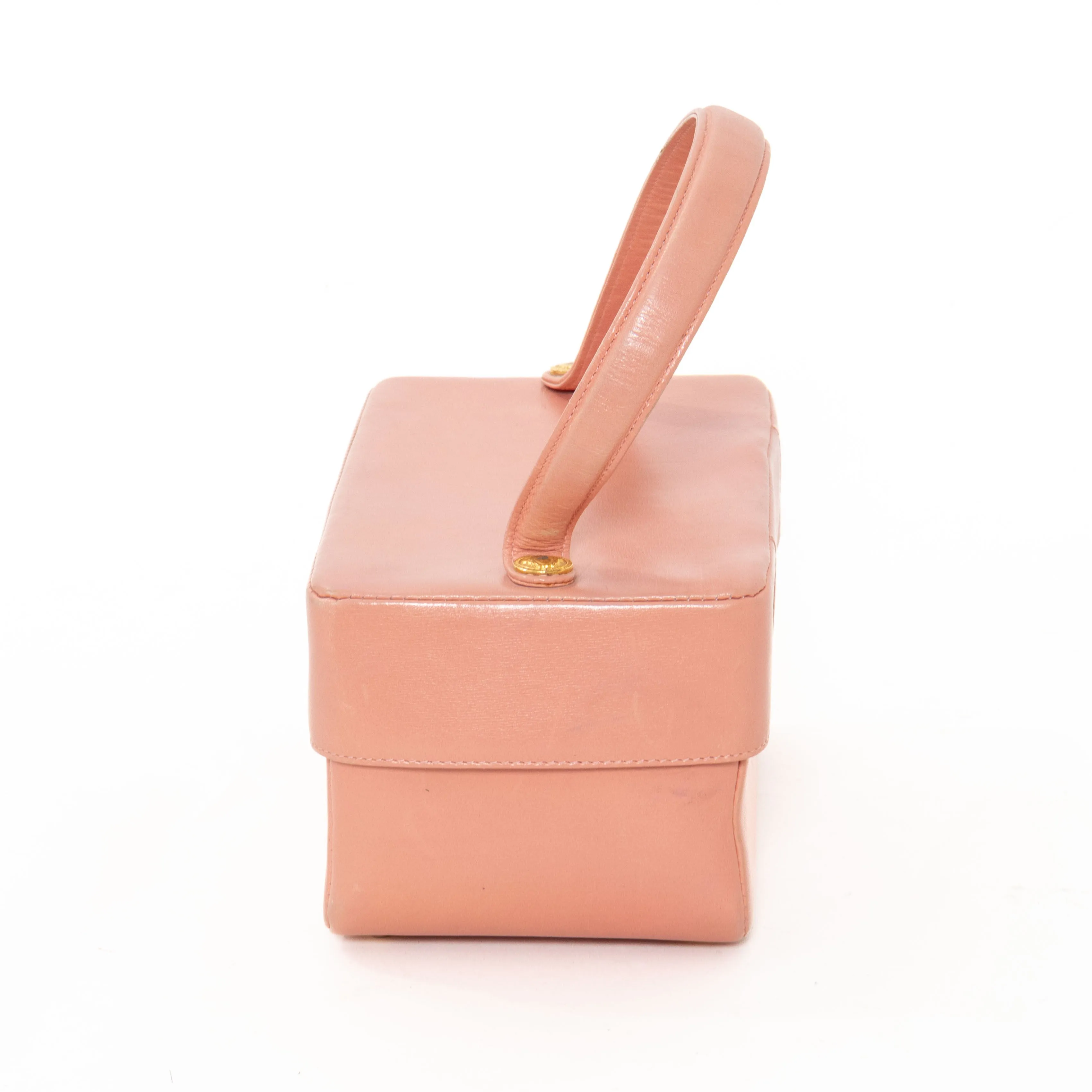 1990s Pink Leather Top Handle Bag