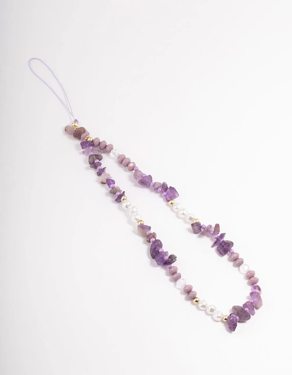 Amethyst Semi-Precious Stone Phone Strap