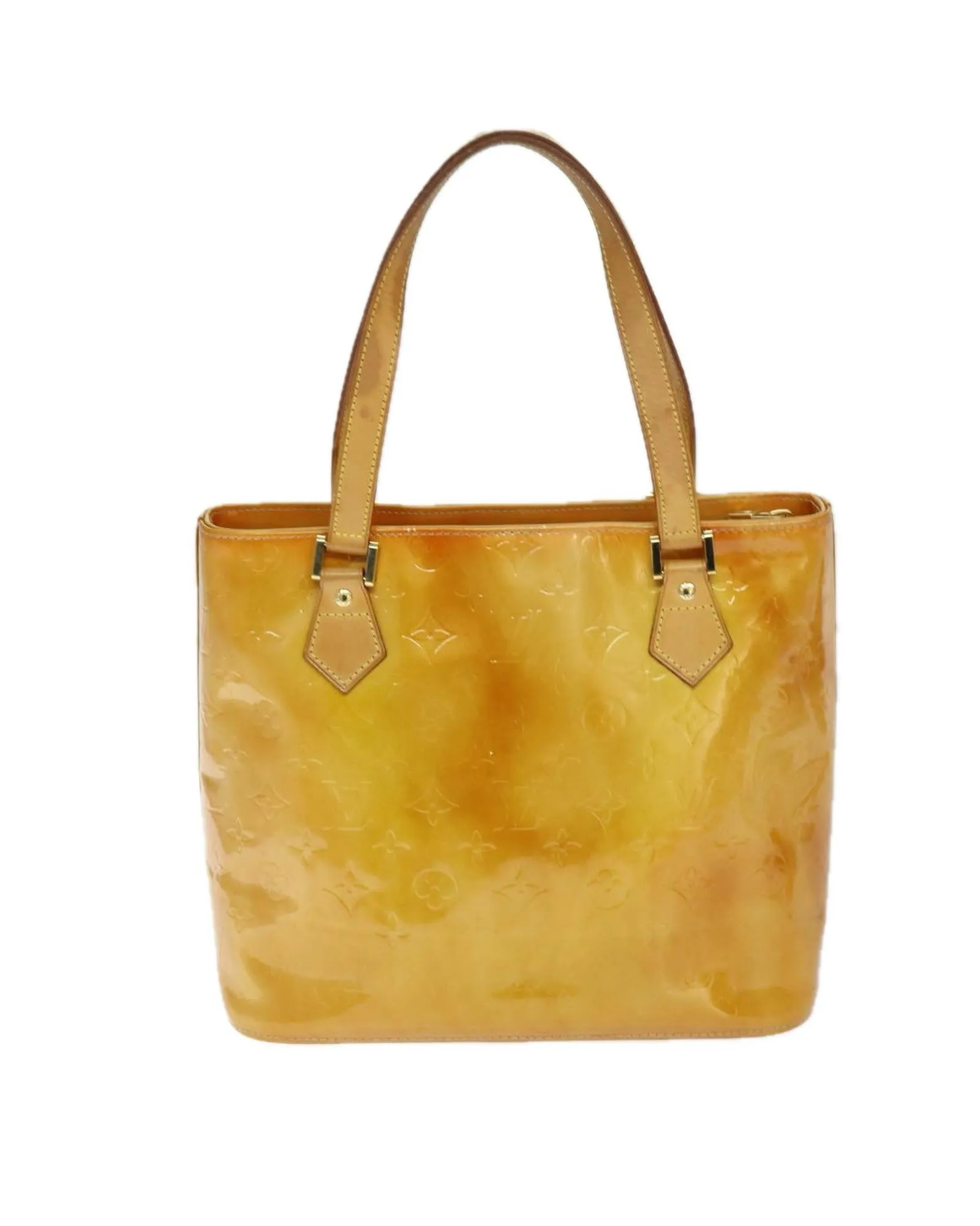 Beige Patent Leather Hand Bag with Accessories - Rank C