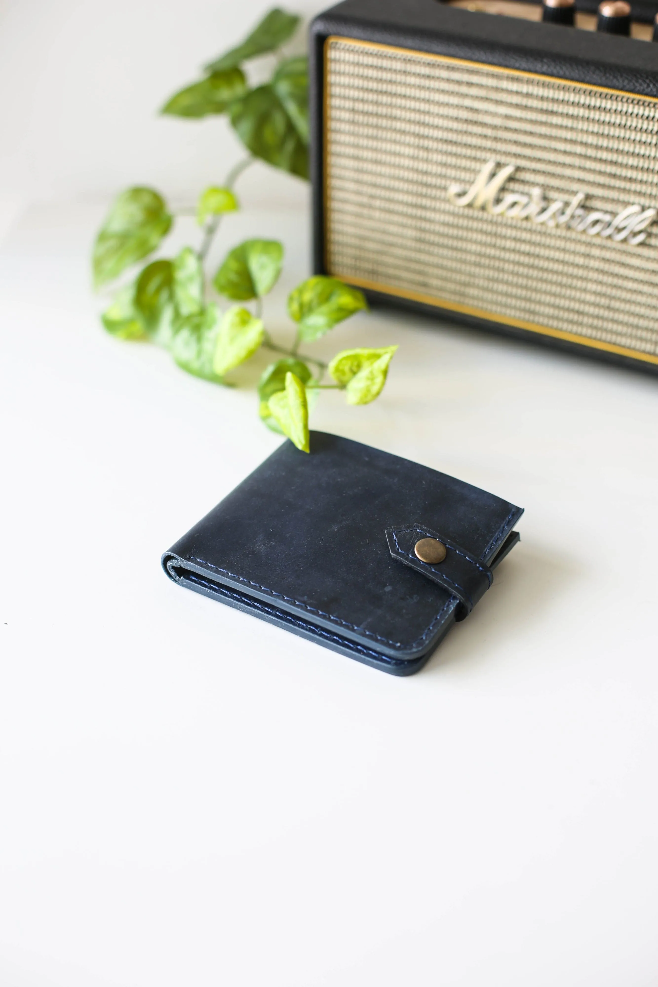 Bifold Leather Wallet - Blue