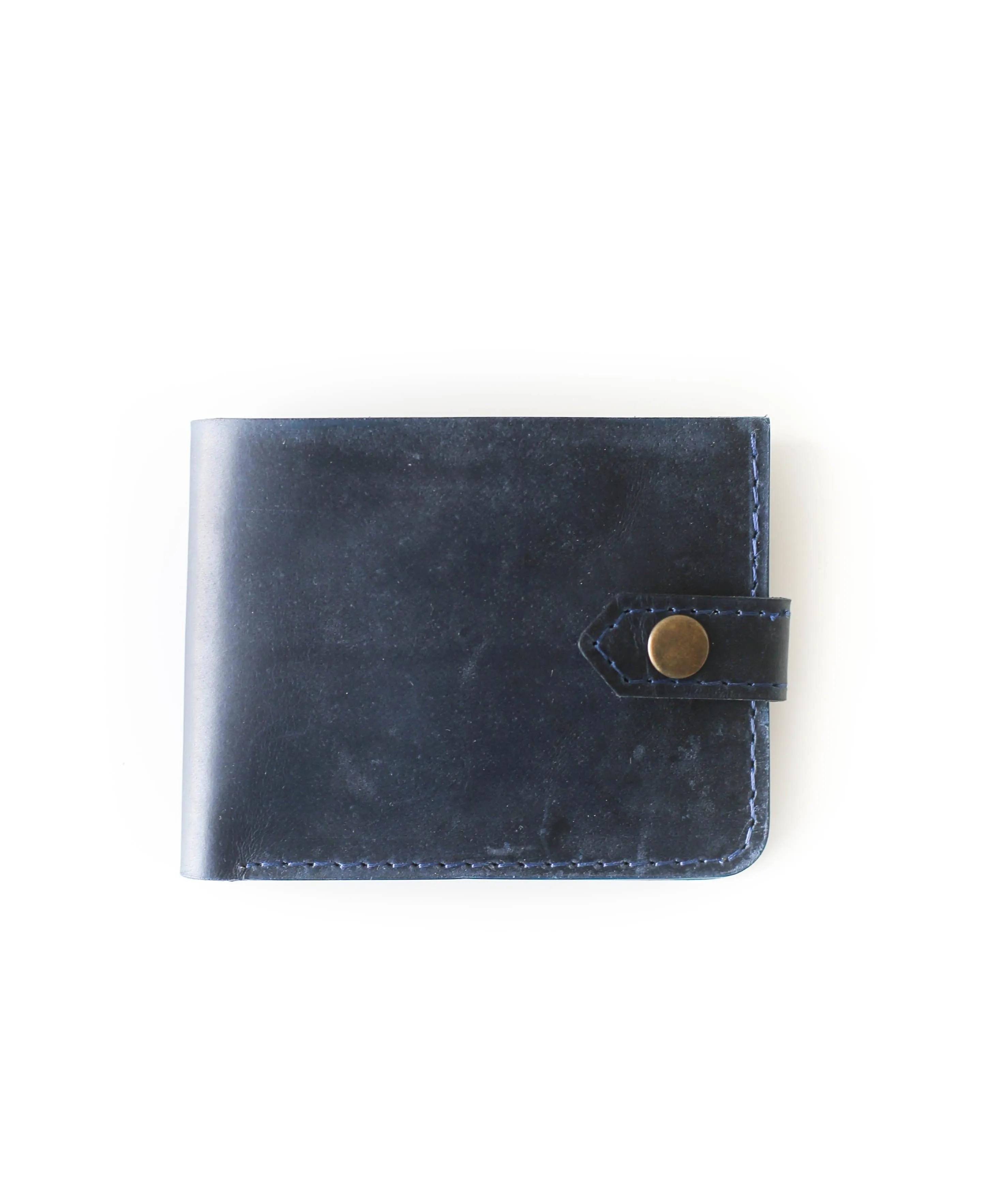 Bifold Leather Wallet - Blue