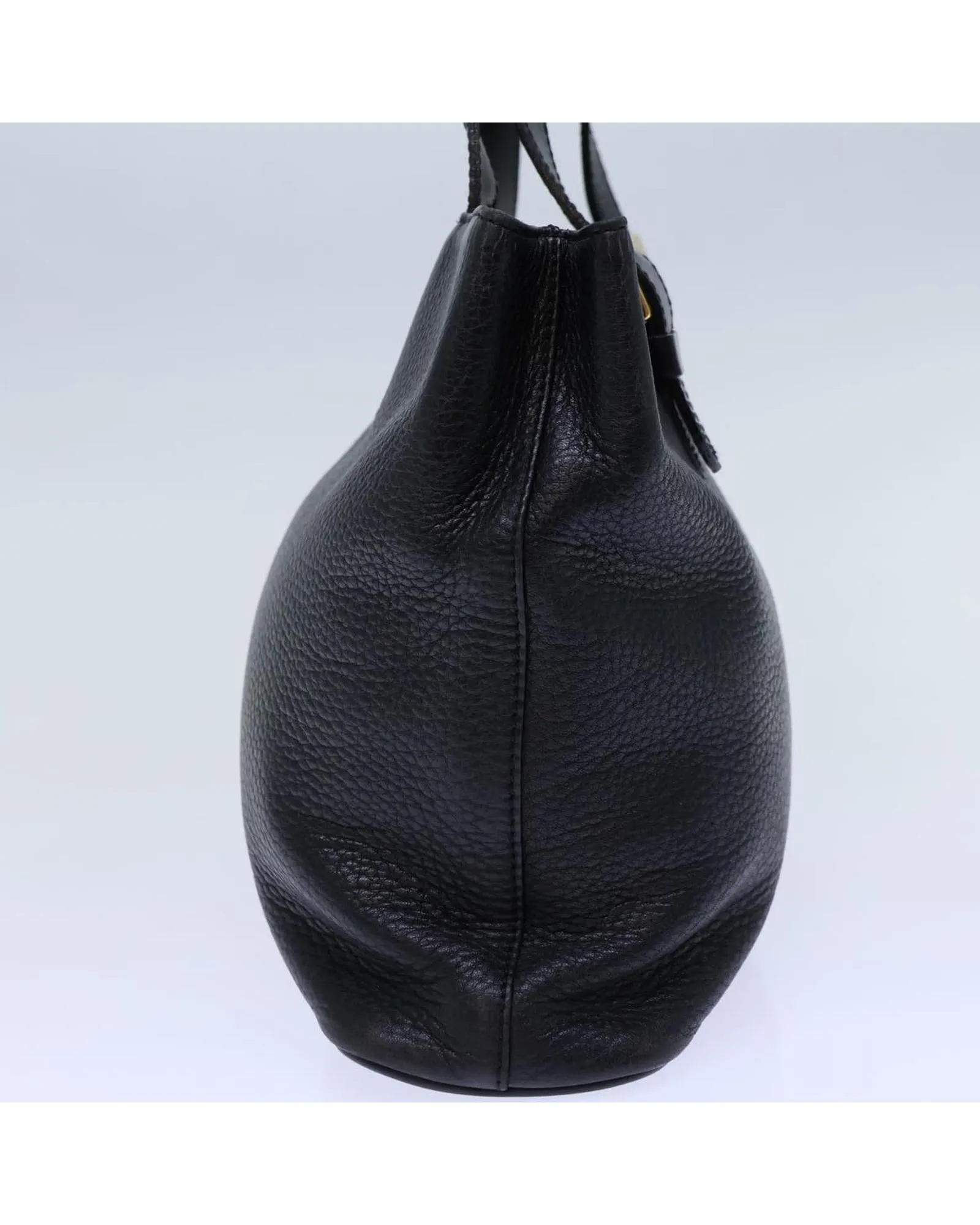 Black Leather Hand Bag with Burberrys Style