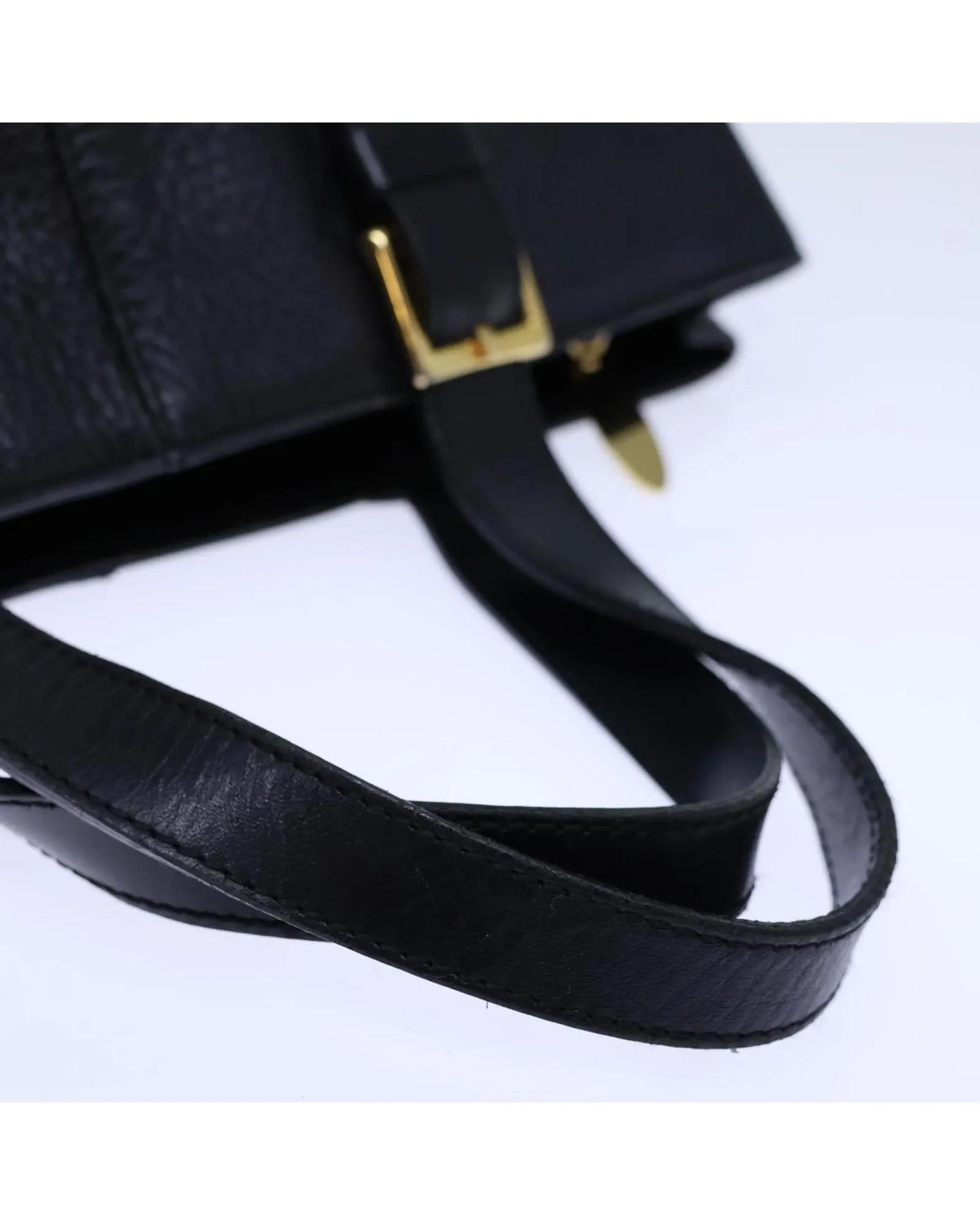 Black Leather Hand Bag with Burberrys Style