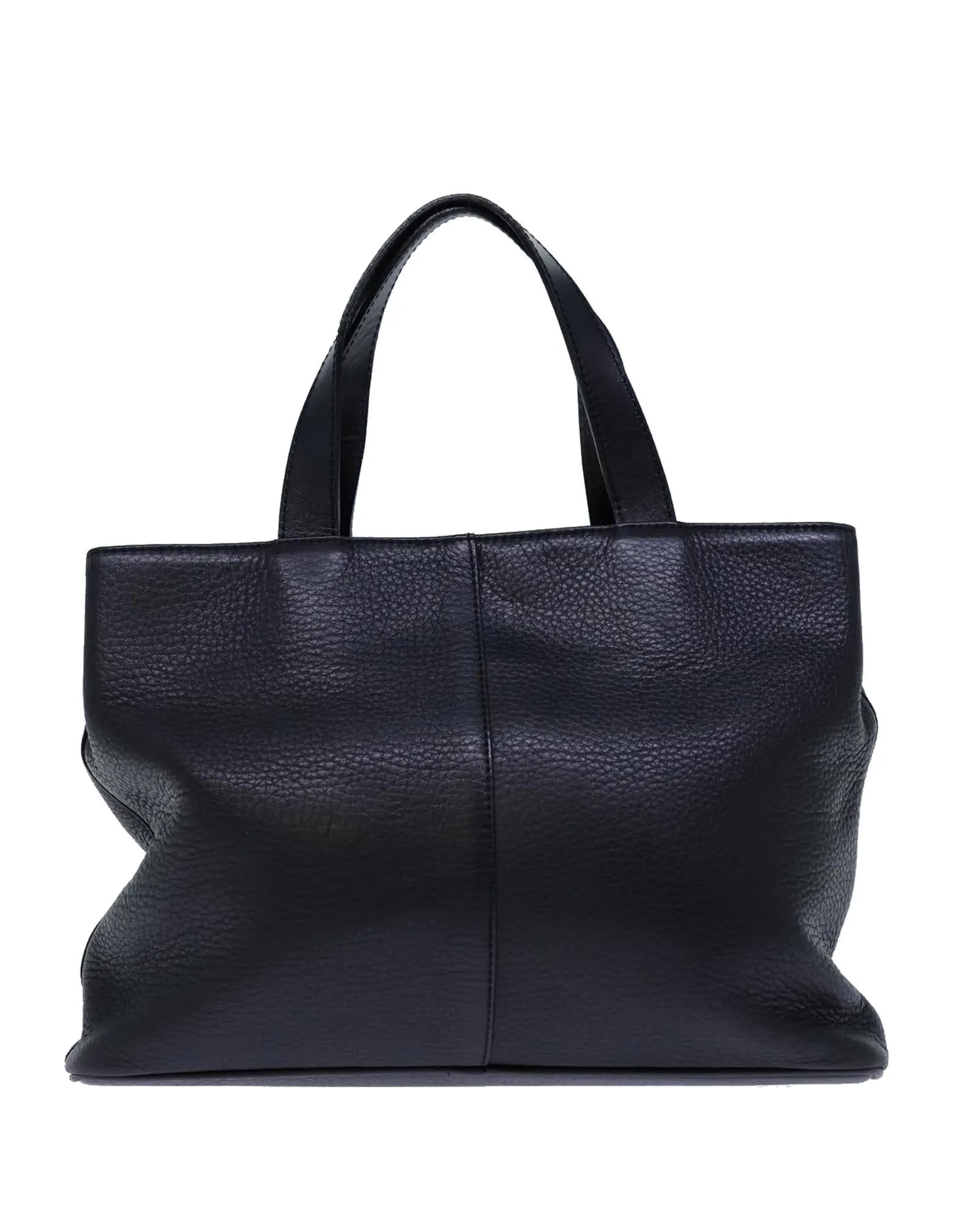 Black Leather Hand Bag with Burberrys Style