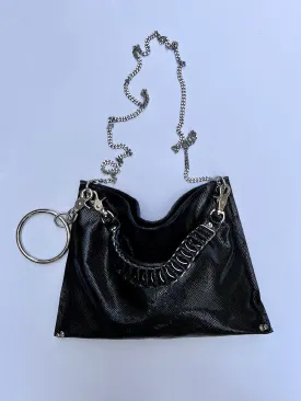 Black Sheen Small Messenger Crossbody