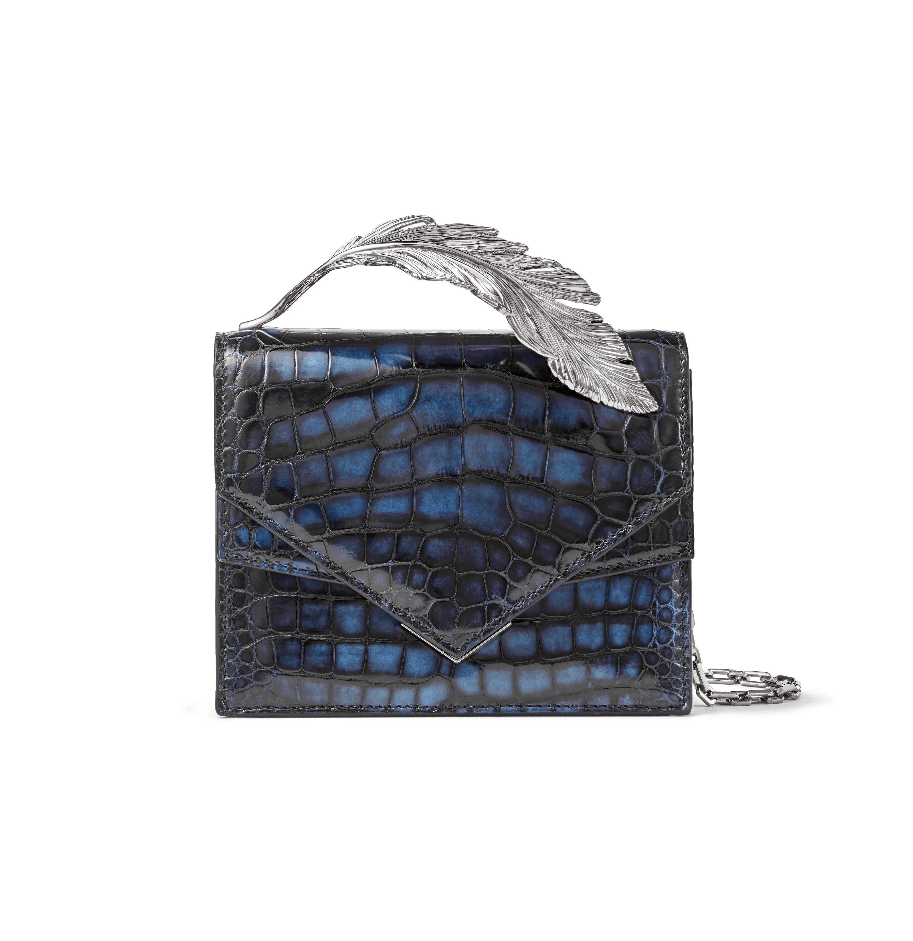 Blue and Black Alligator Alina Clutch