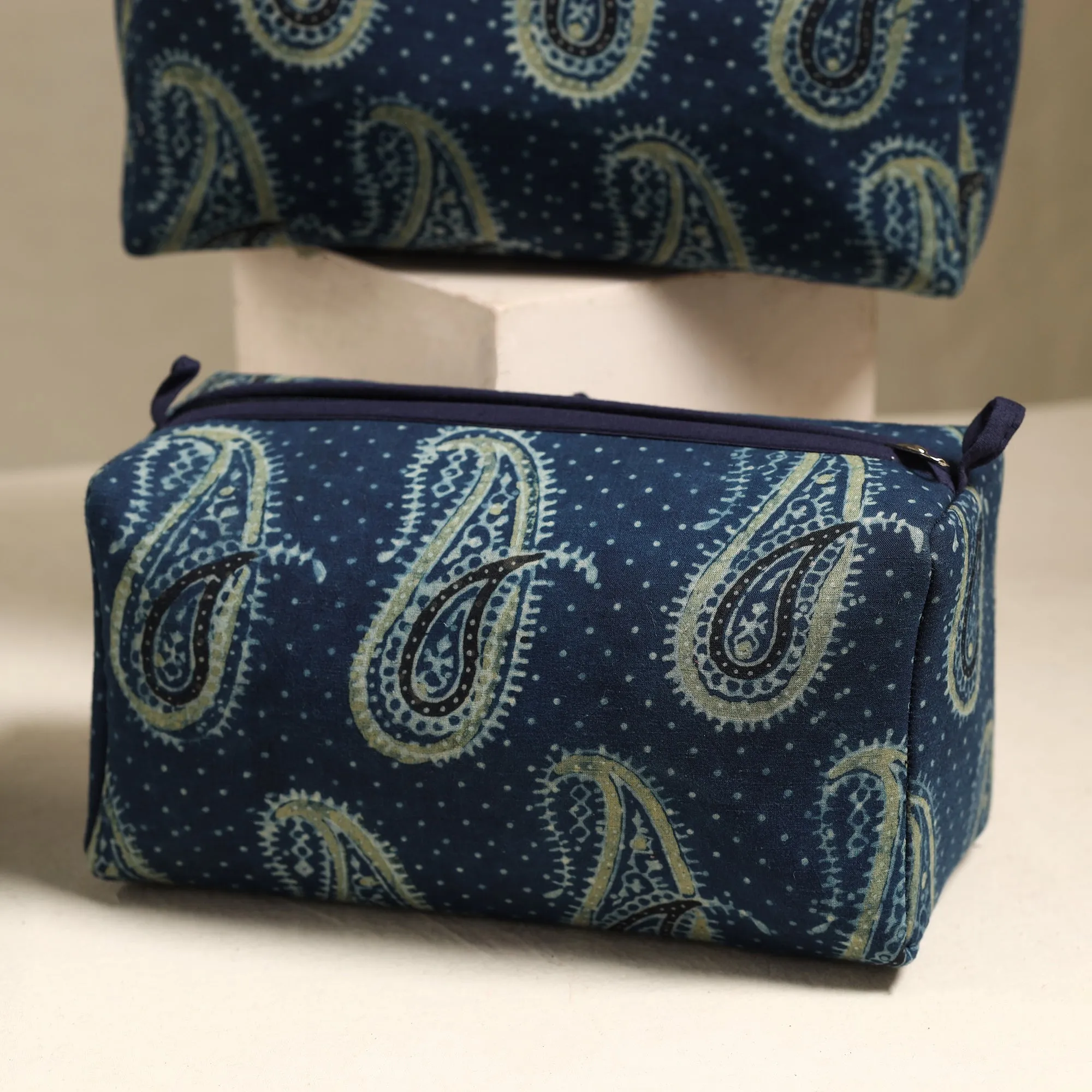 Blue - Handmade Cotton Toiletry Bags (Set of 3) 130