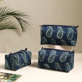 Blue - Handmade Cotton Toiletry Bags (Set of 3) 130