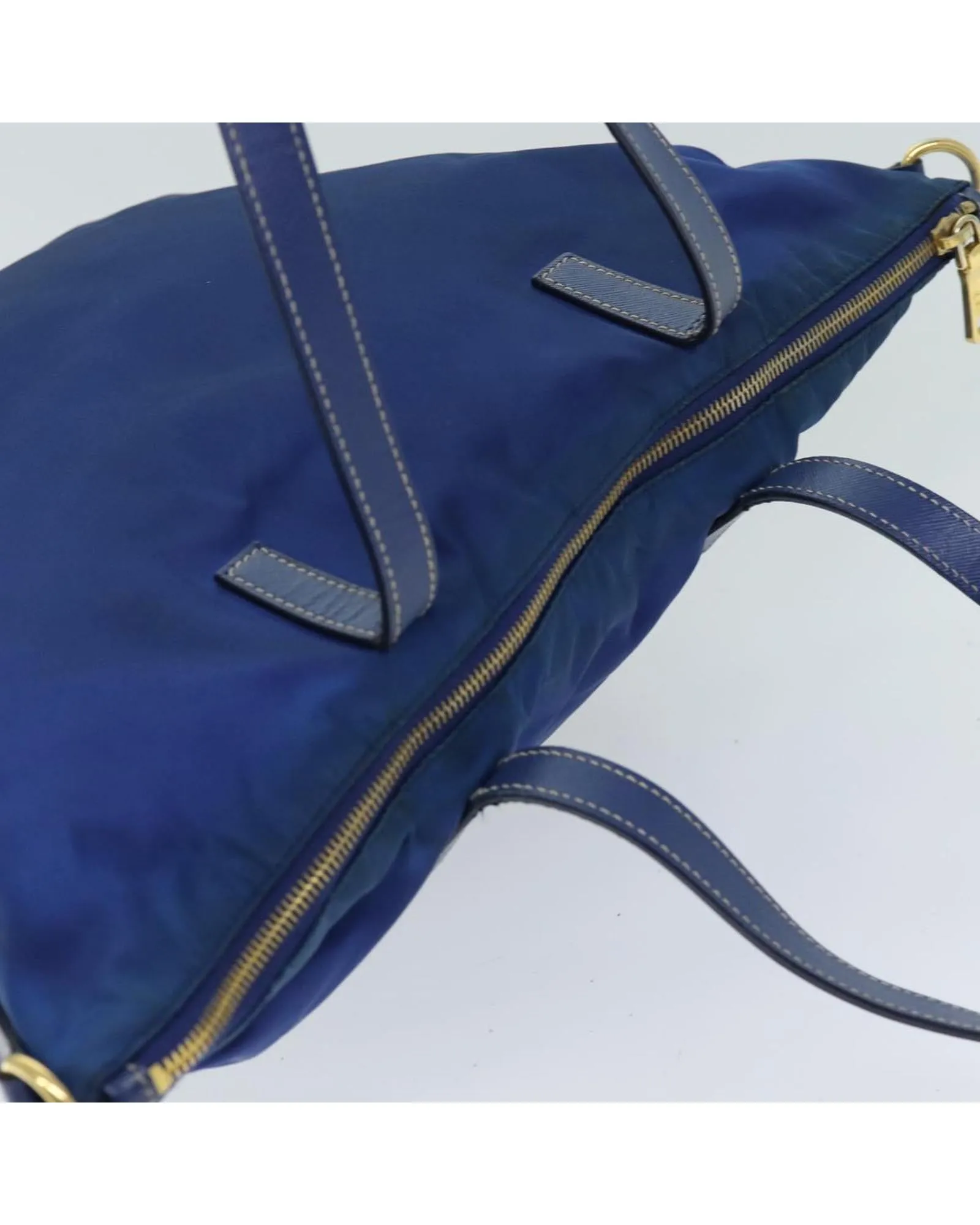 Blue Nylon Tote Bag with Shoulder Strap - Italian Made