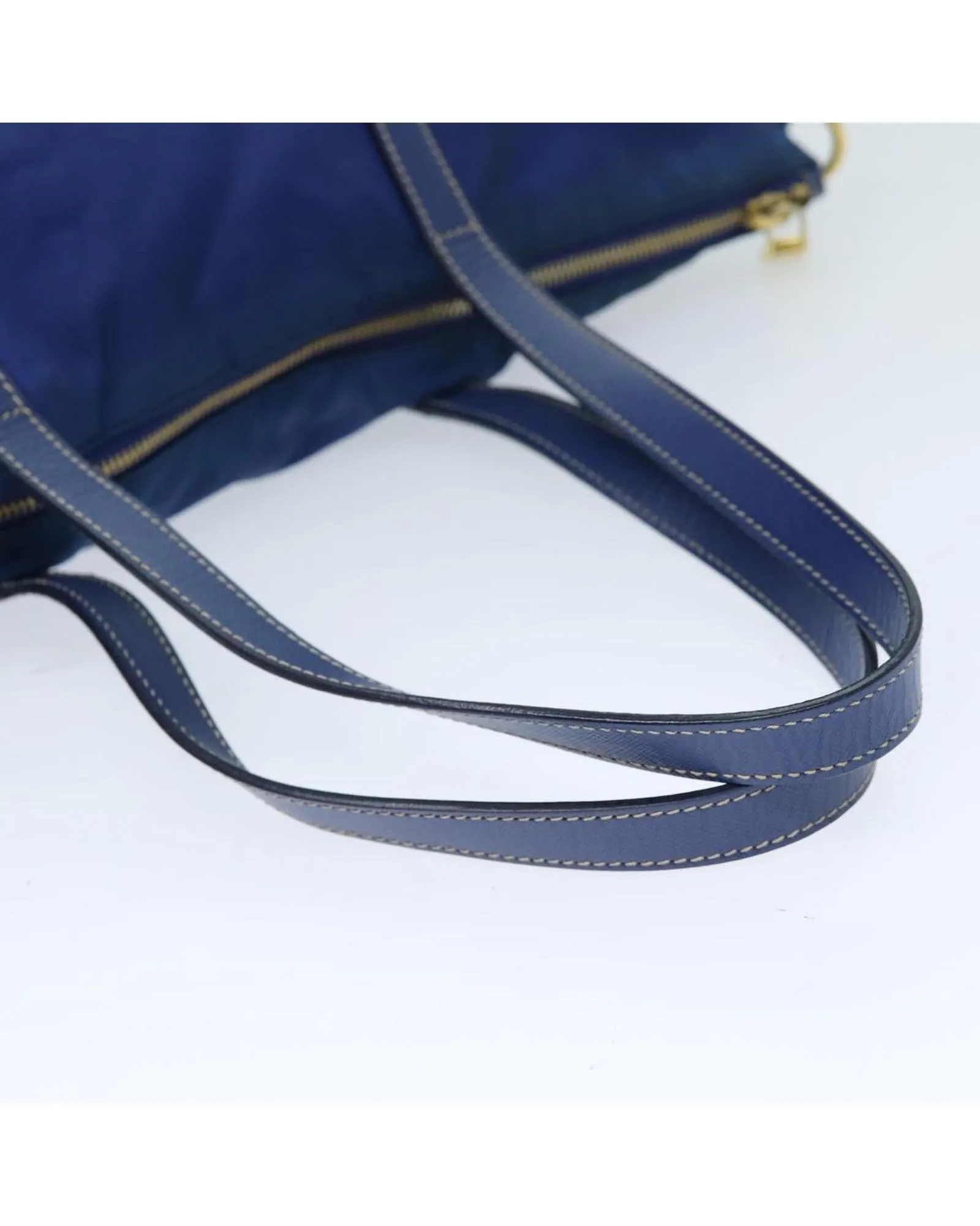 Blue Nylon Tote Bag with Shoulder Strap - Italian Made