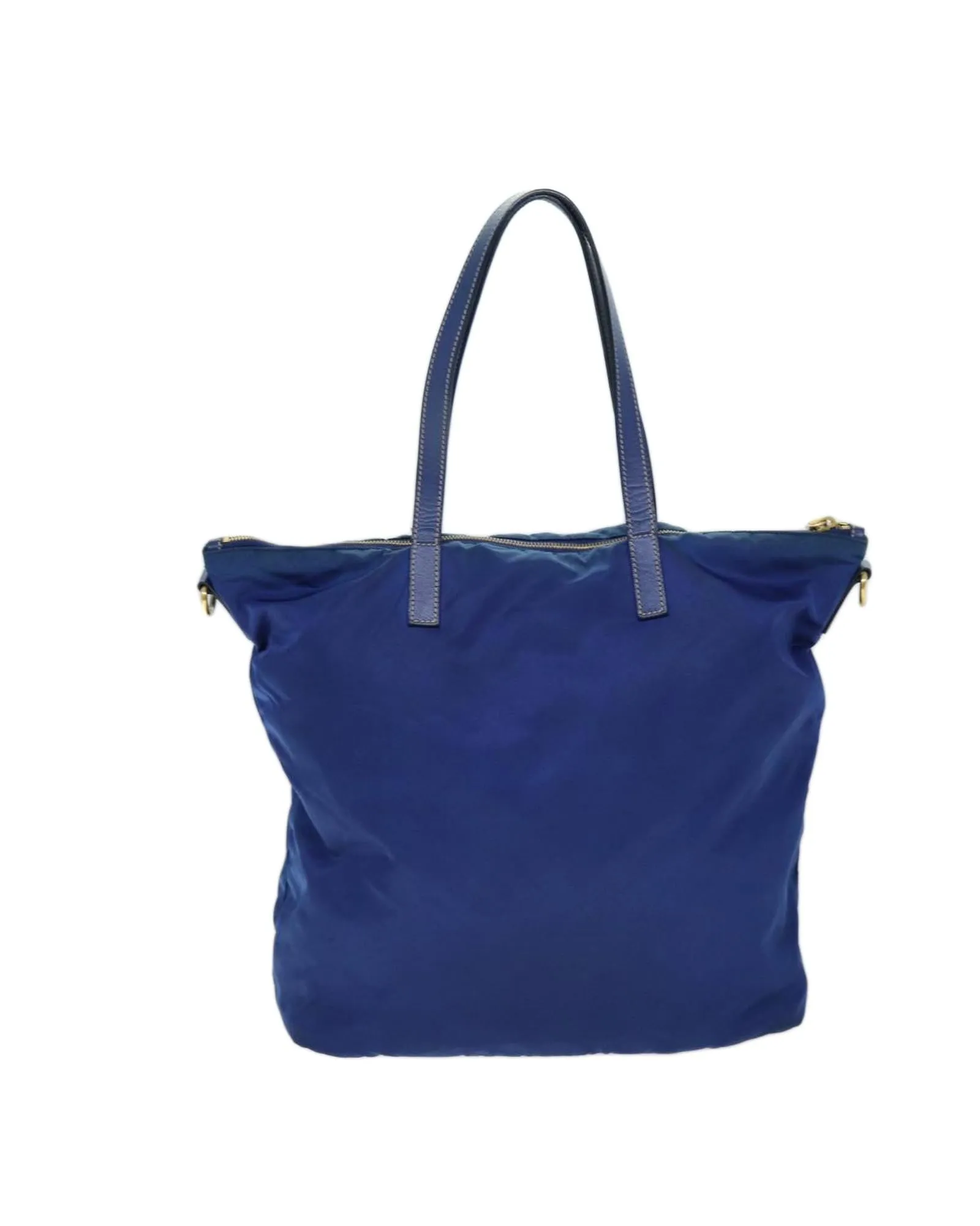 Blue Nylon Tote Bag with Shoulder Strap - Italian Made