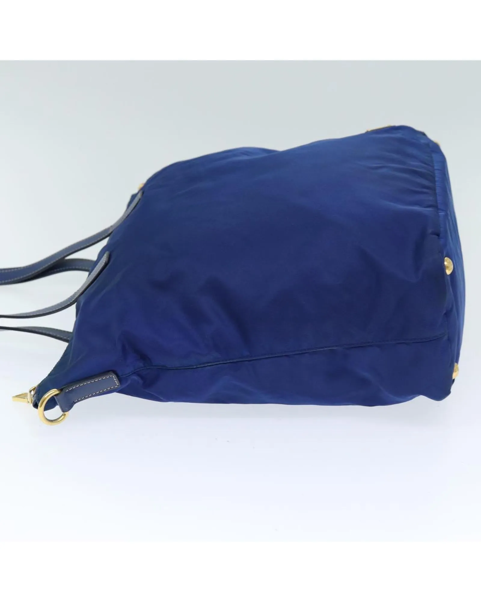 Blue Nylon Tote Bag with Shoulder Strap - Italian Made