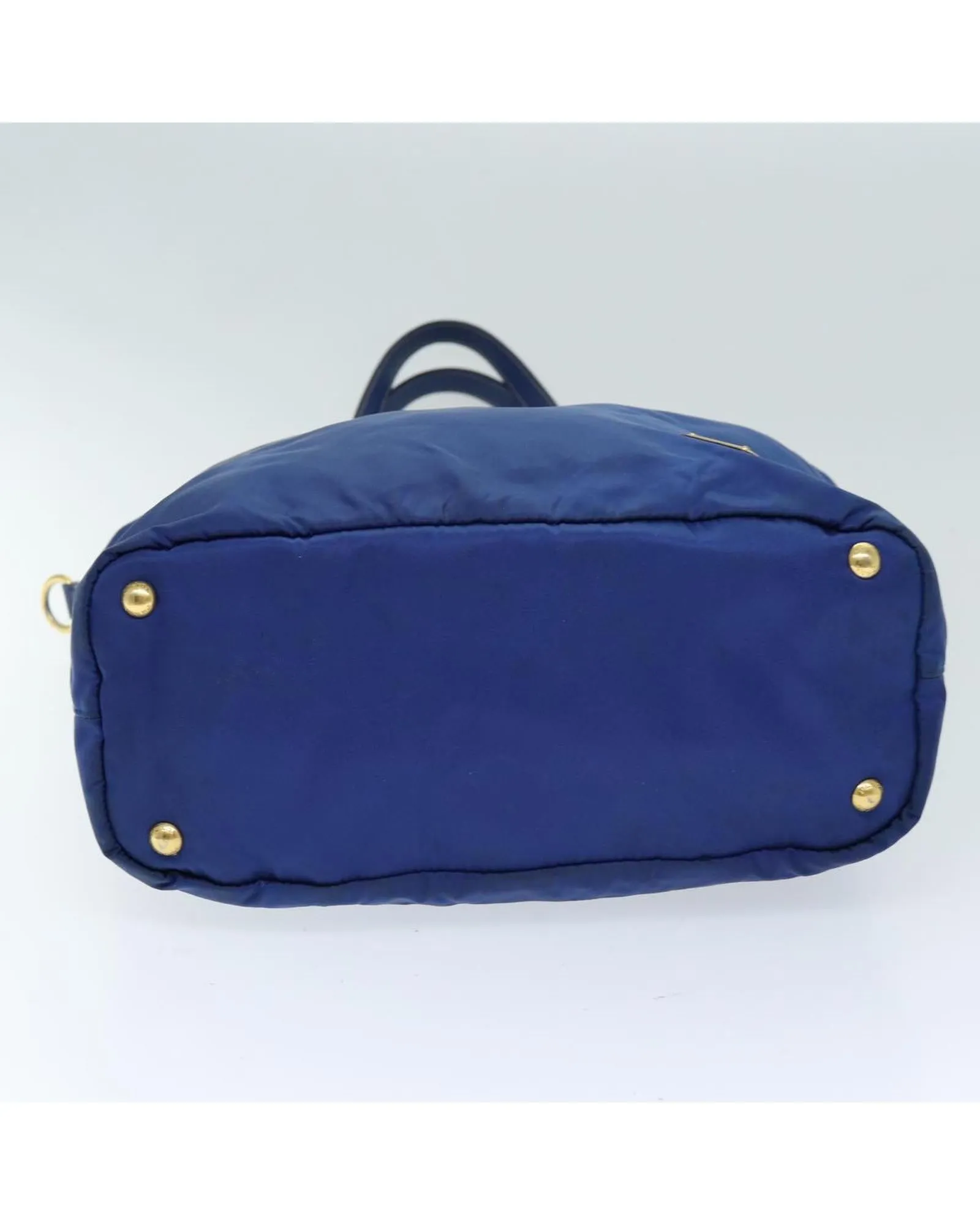 Blue Nylon Tote Bag with Shoulder Strap - Italian Made