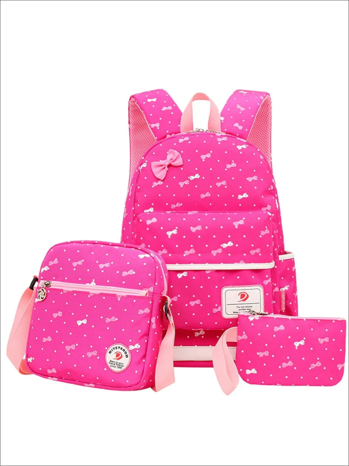 Bows and Dots 3pc Backpack Set