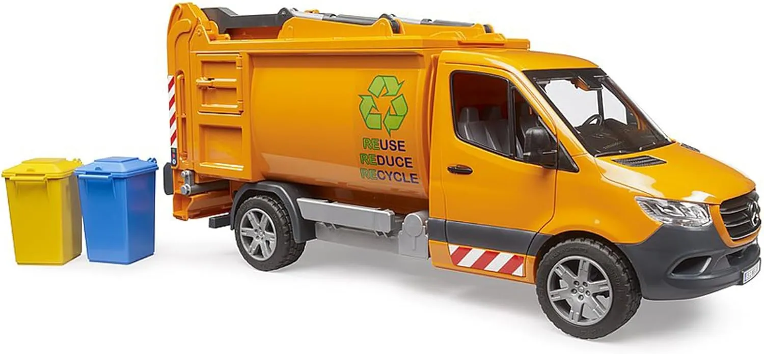 Bruder MB Sprinter Municipal Garbage Vehicle with Garbage Cans