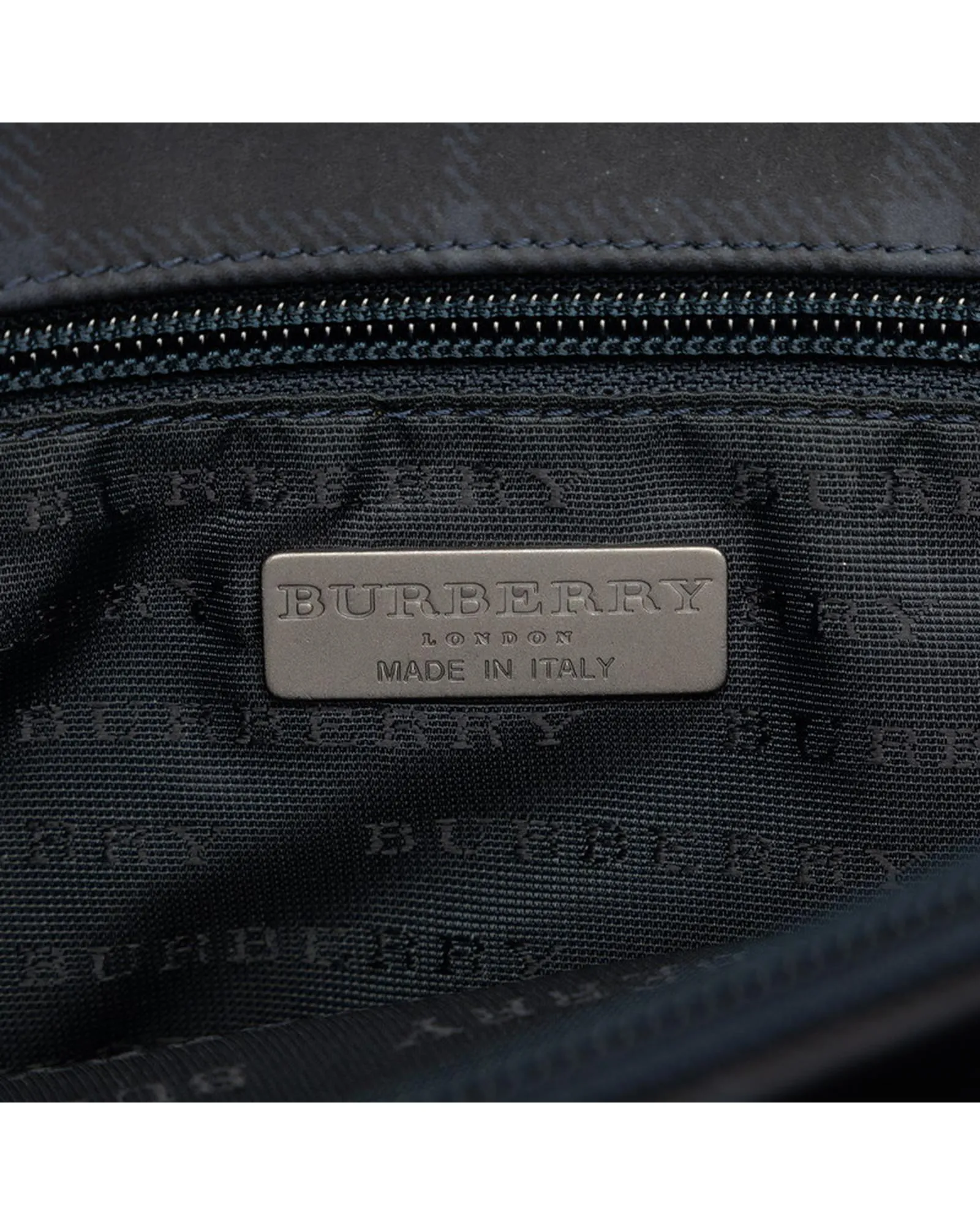 Canvas Leather Check Handbag in Navy Black by Burberry