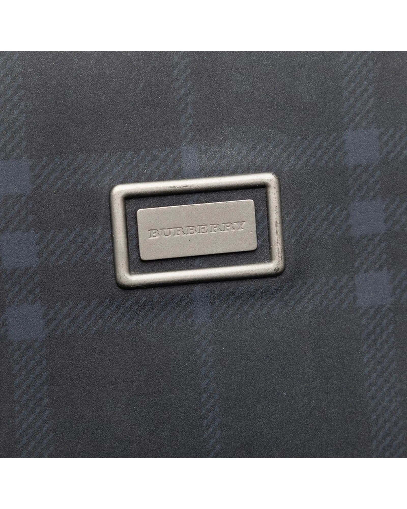 Canvas Leather Check Handbag in Navy Black by Burberry