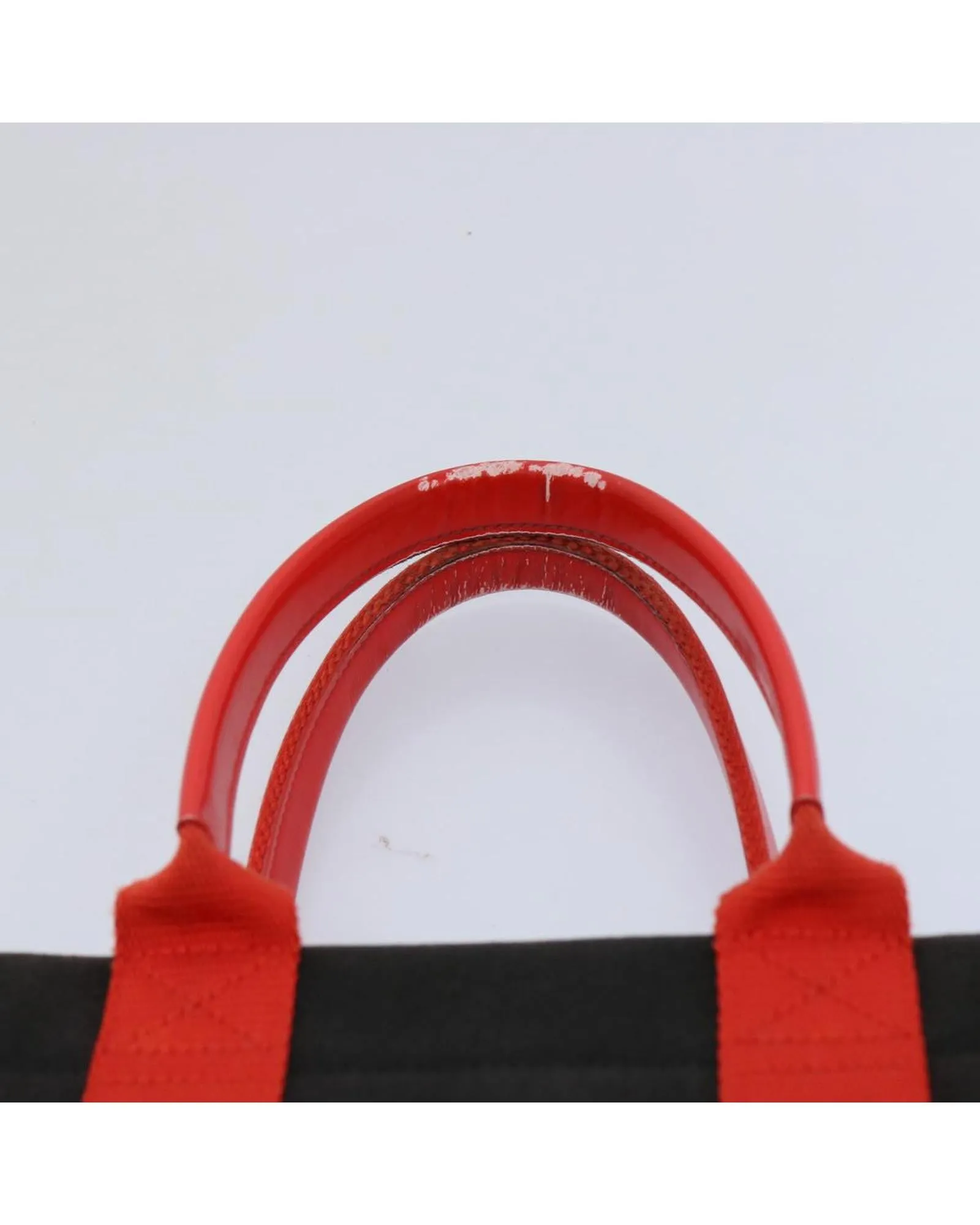 Canvas Small Hand Bag with Hard Ware Detail in Black and Red