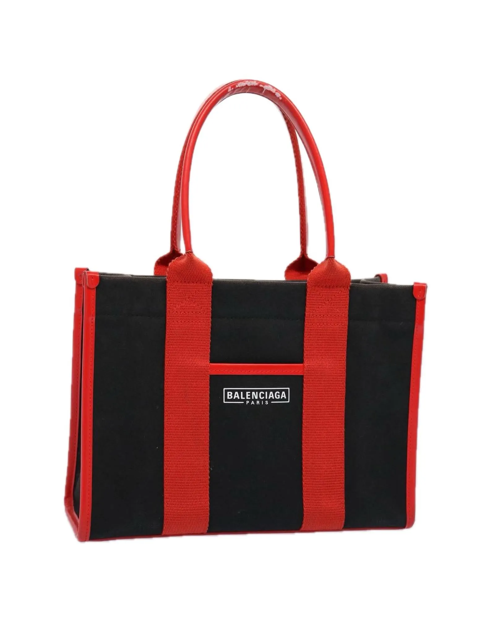 Canvas Small Hand Bag with Hard Ware Detail in Black and Red