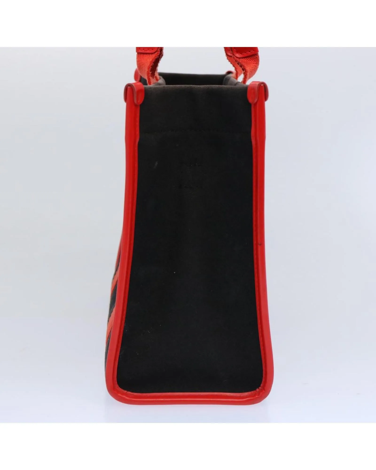 Canvas Small Hand Bag with Hard Ware Detail in Black and Red