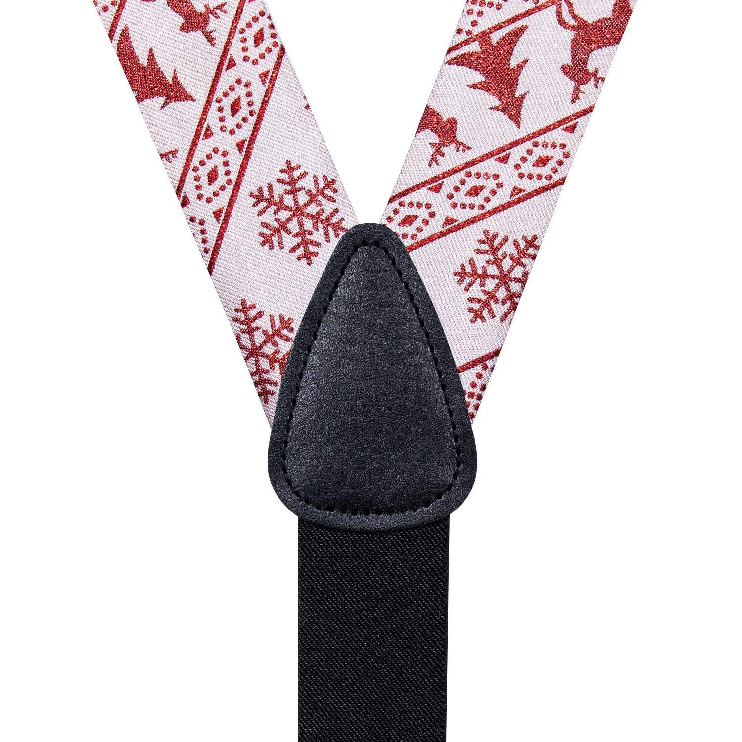 Christmas White Red Elk Novelty Y Back Brace Clip-on Men's Suspender with Bow Tie Set