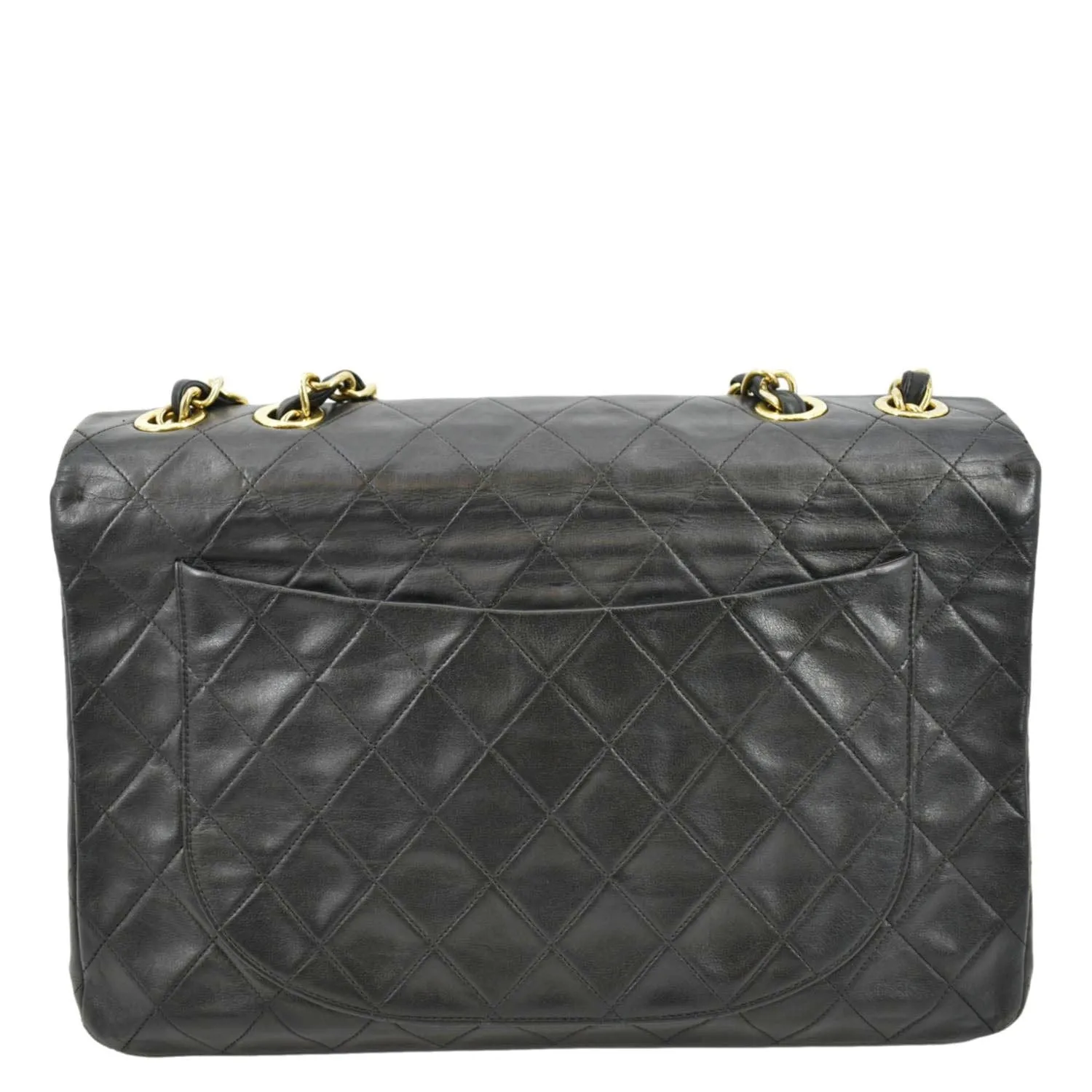 CL Maxi Vintage Flap Quilted Leather Shoulder Bag Black