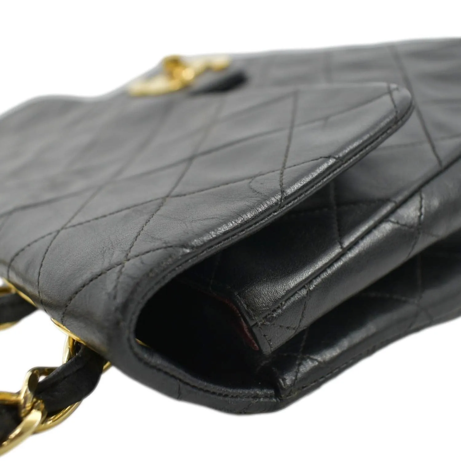 CL Maxi Vintage Flap Quilted Leather Shoulder Bag Black