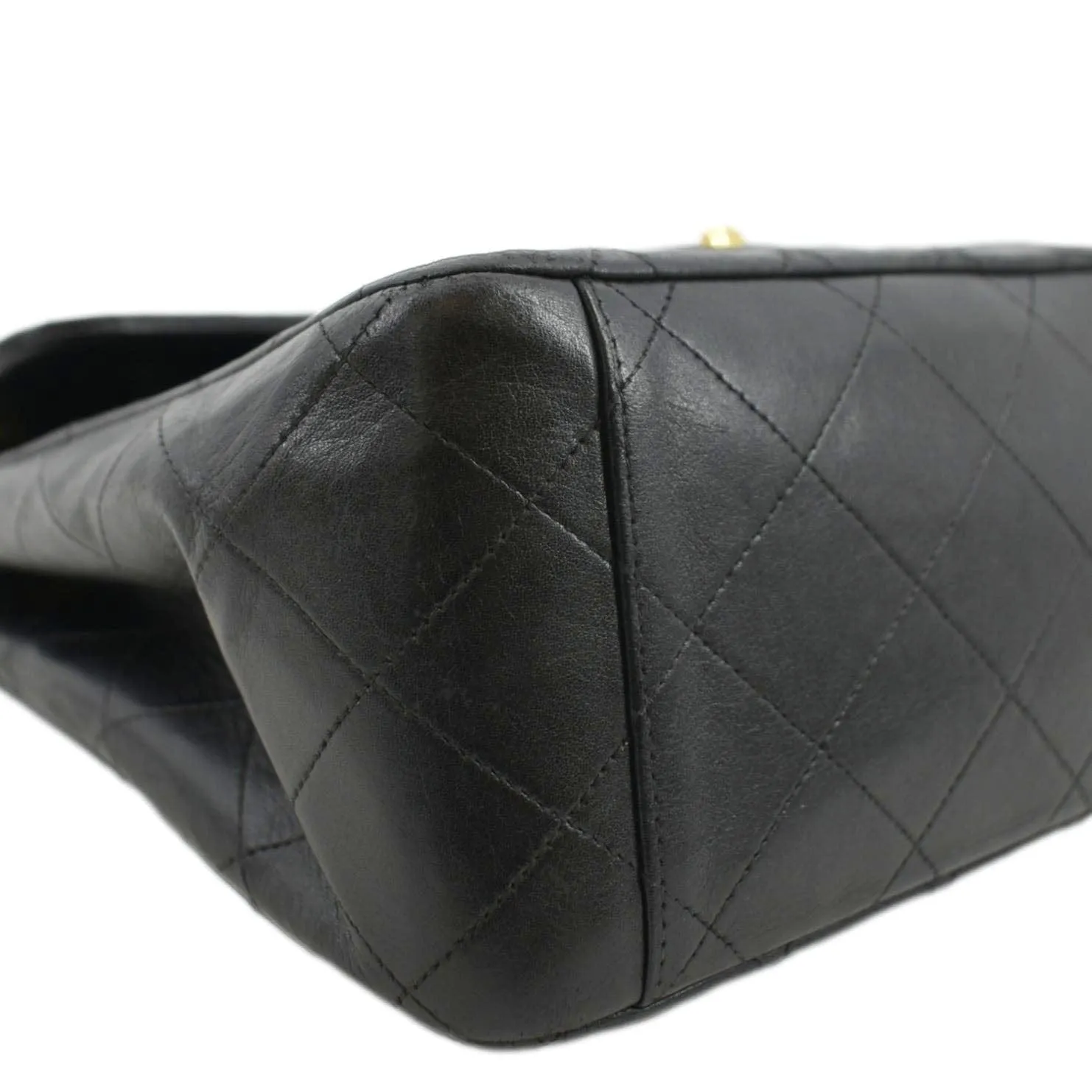 CL Maxi Vintage Flap Quilted Leather Shoulder Bag Black