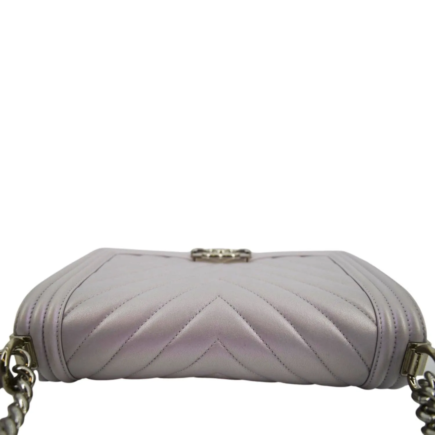 CL Medium Boy Flap Metallic Chevron Shoulder Bag Light Purple