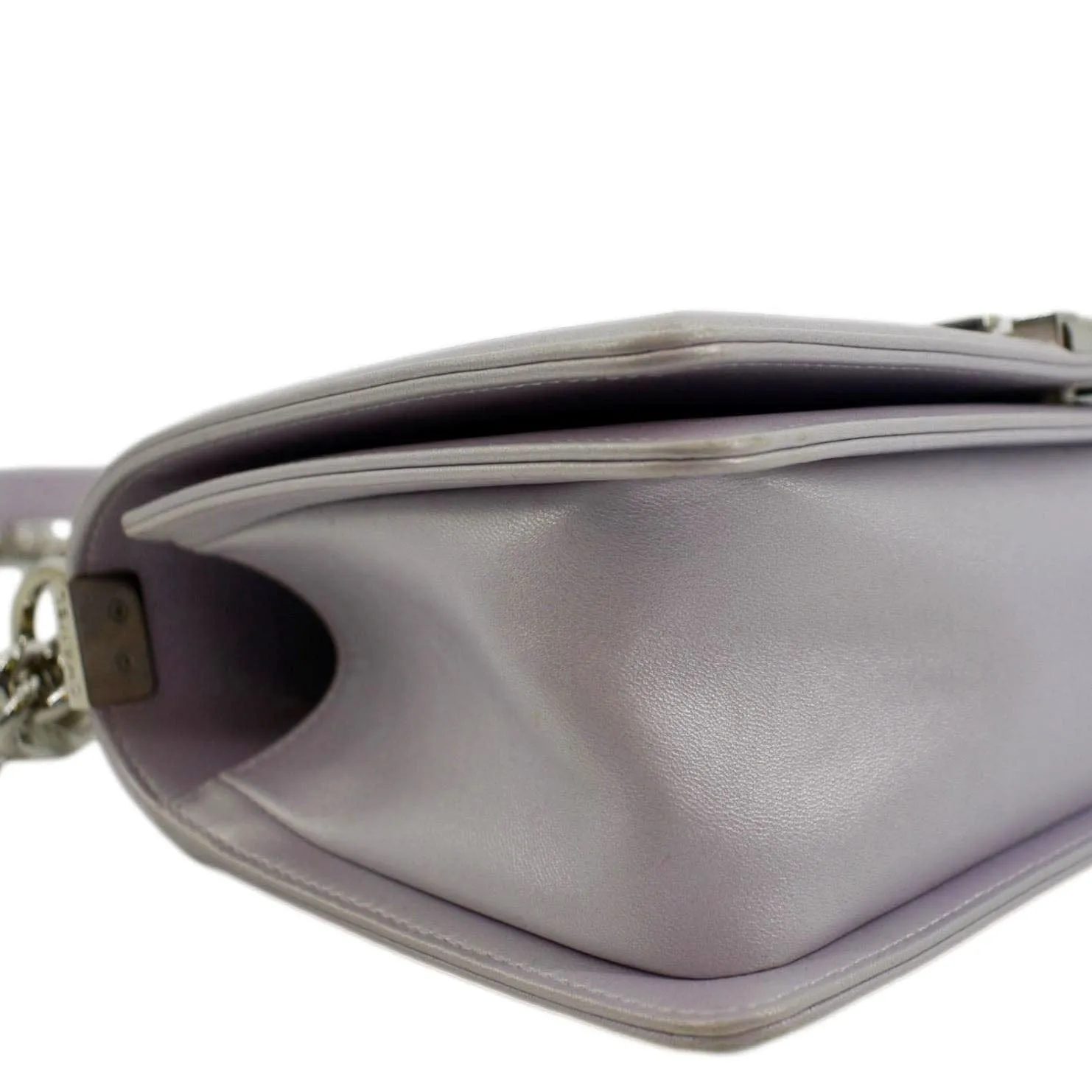 CL Medium Boy Flap Metallic Chevron Shoulder Bag Light Purple