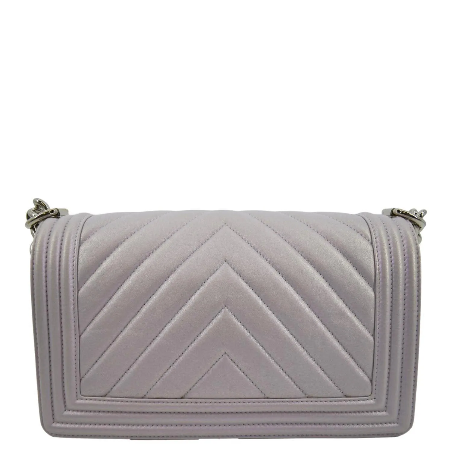 CL Medium Boy Flap Metallic Chevron Shoulder Bag Light Purple