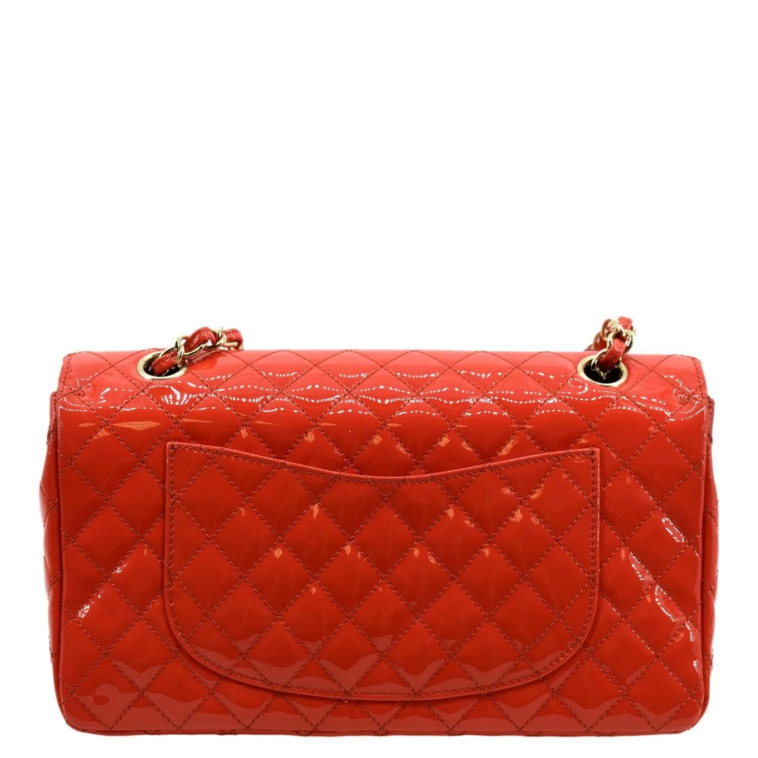 CL Valentines Classic Flap Quilted Patent Leather Shoulder Bag Red