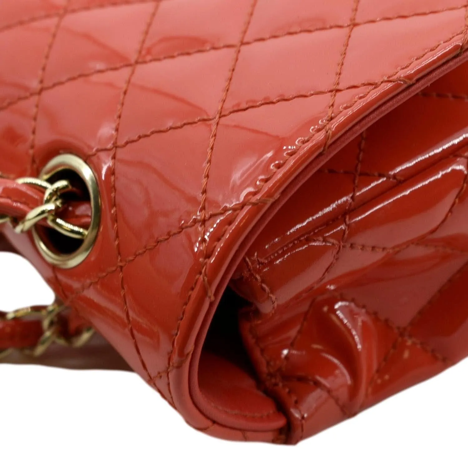 CL Valentines Classic Flap Quilted Patent Leather Shoulder Bag Red