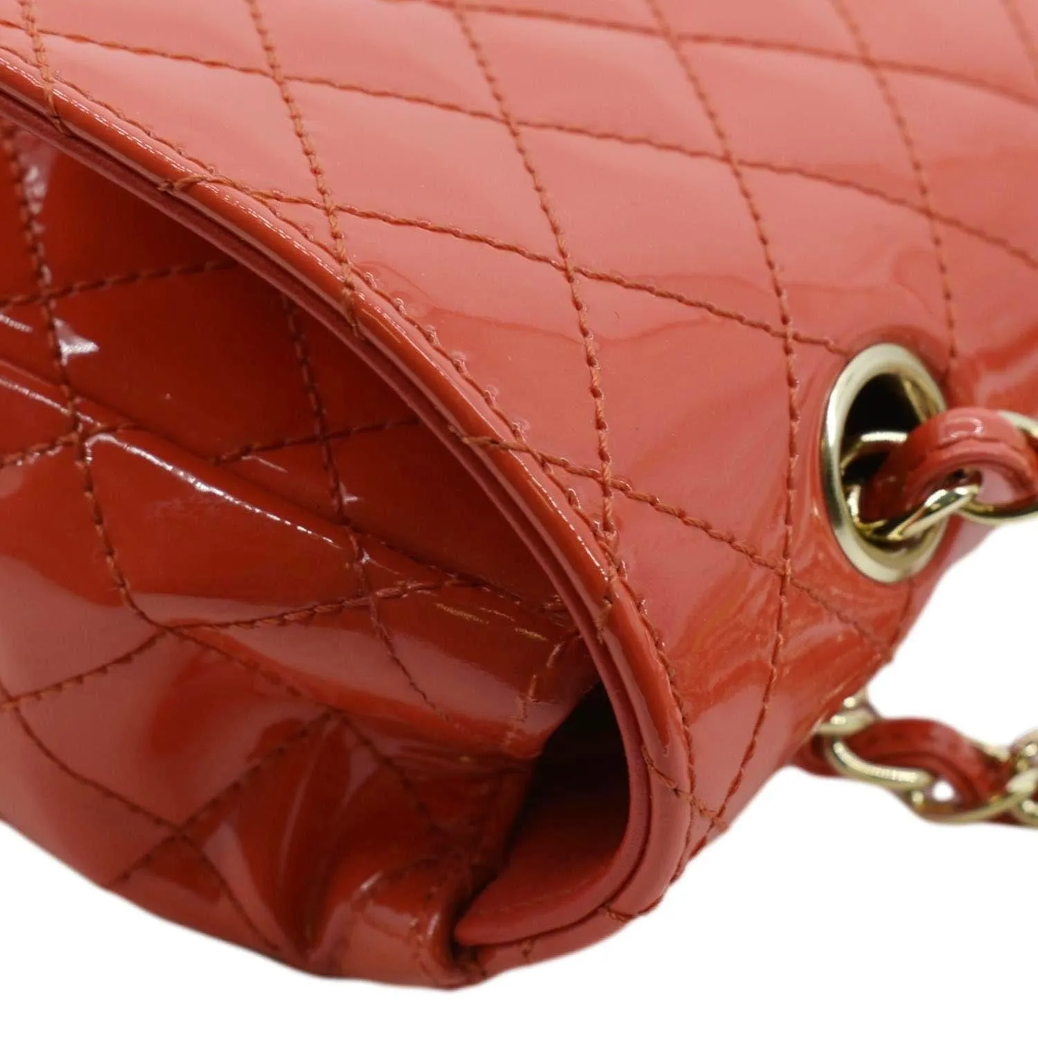 CL Valentines Classic Flap Quilted Patent Leather Shoulder Bag Red