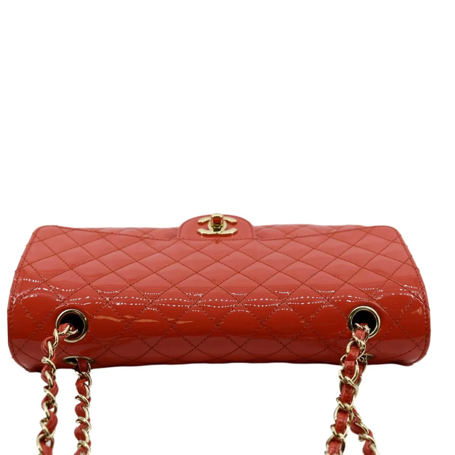 CL Valentines Classic Flap Quilted Patent Leather Shoulder Bag Red