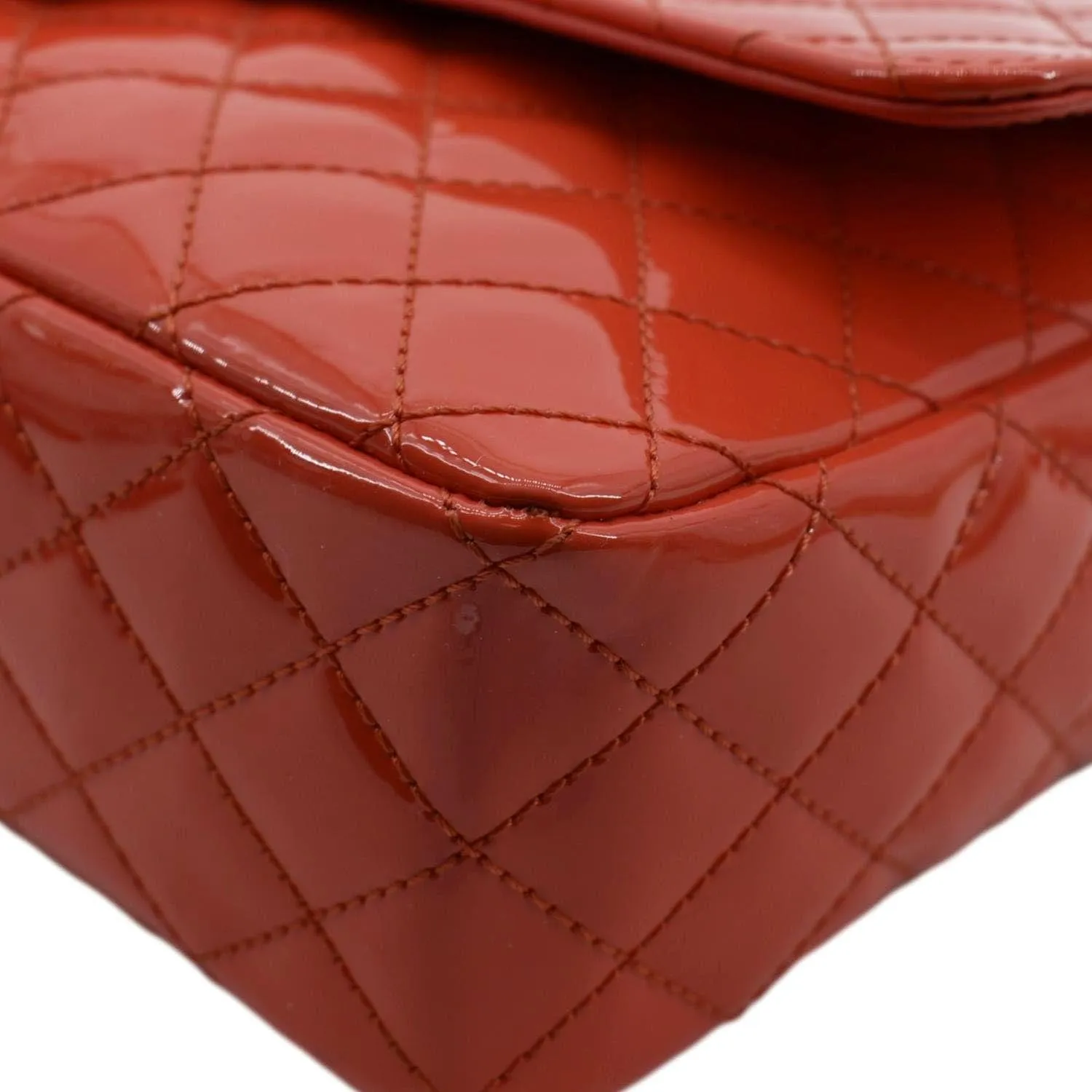 CL Valentines Classic Flap Quilted Patent Leather Shoulder Bag Red