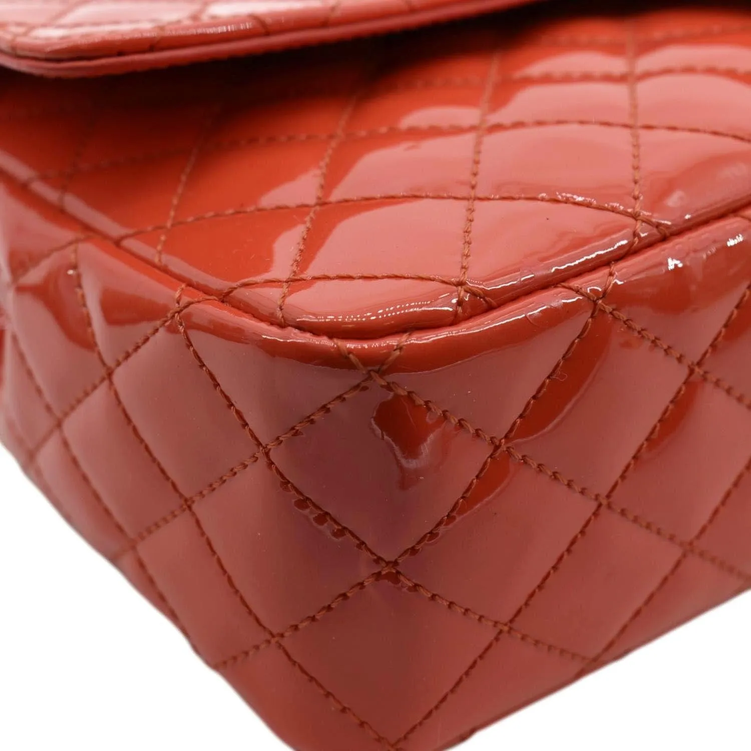 CL Valentines Classic Flap Quilted Patent Leather Shoulder Bag Red