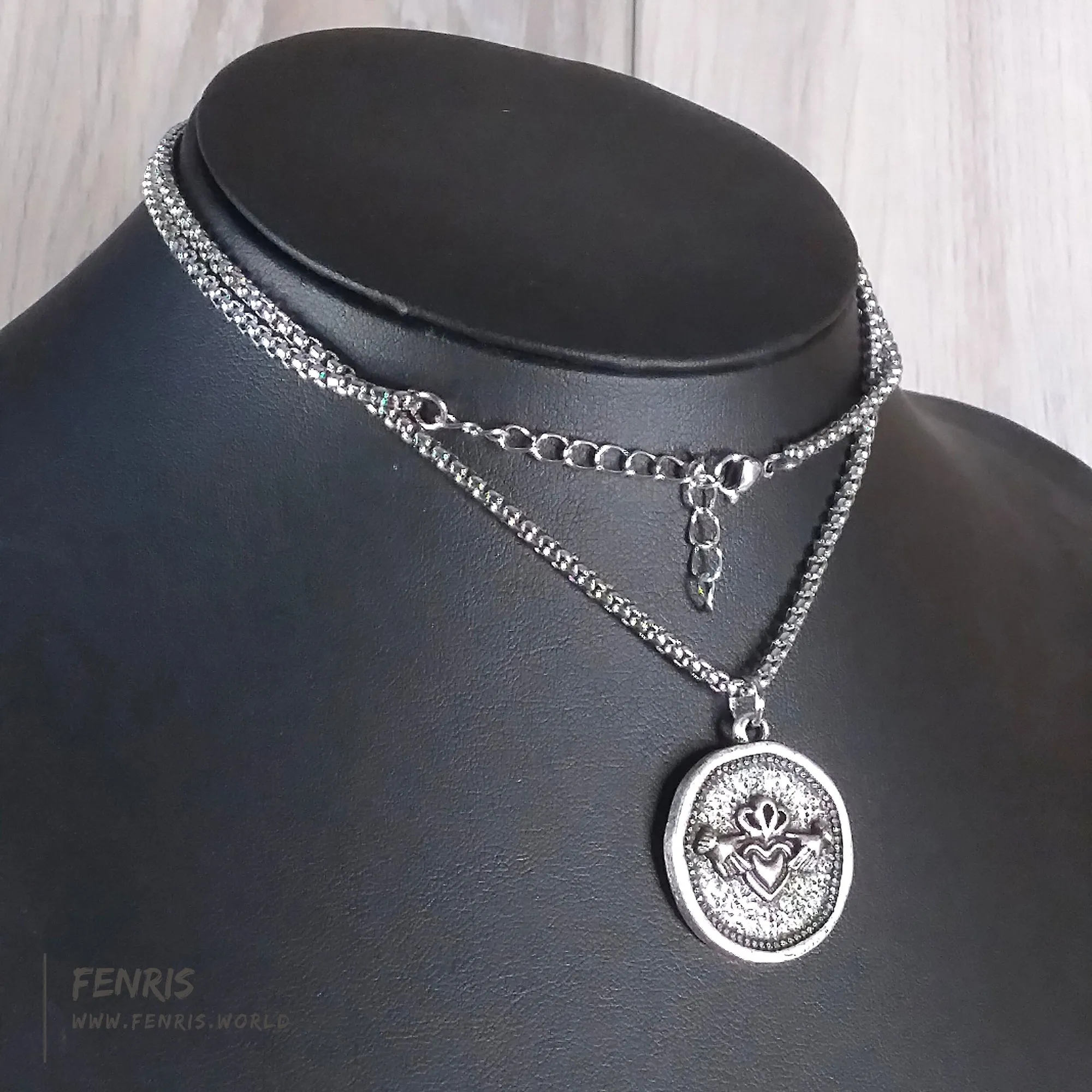 Coin Necklace Silver Claddagh Irish Celtic