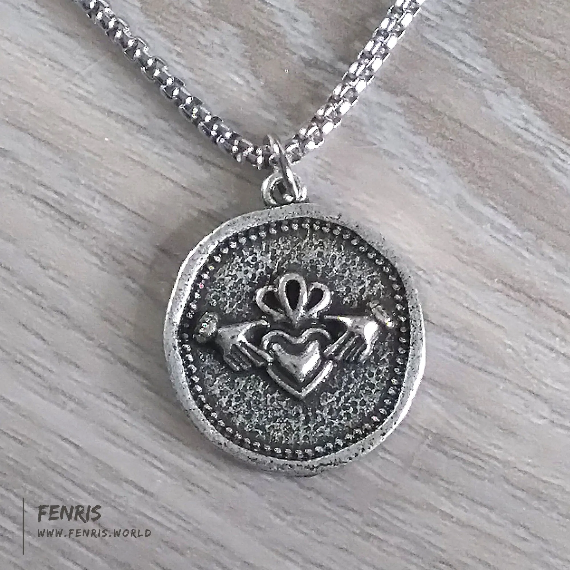 Coin Necklace Silver Claddagh Irish Celtic