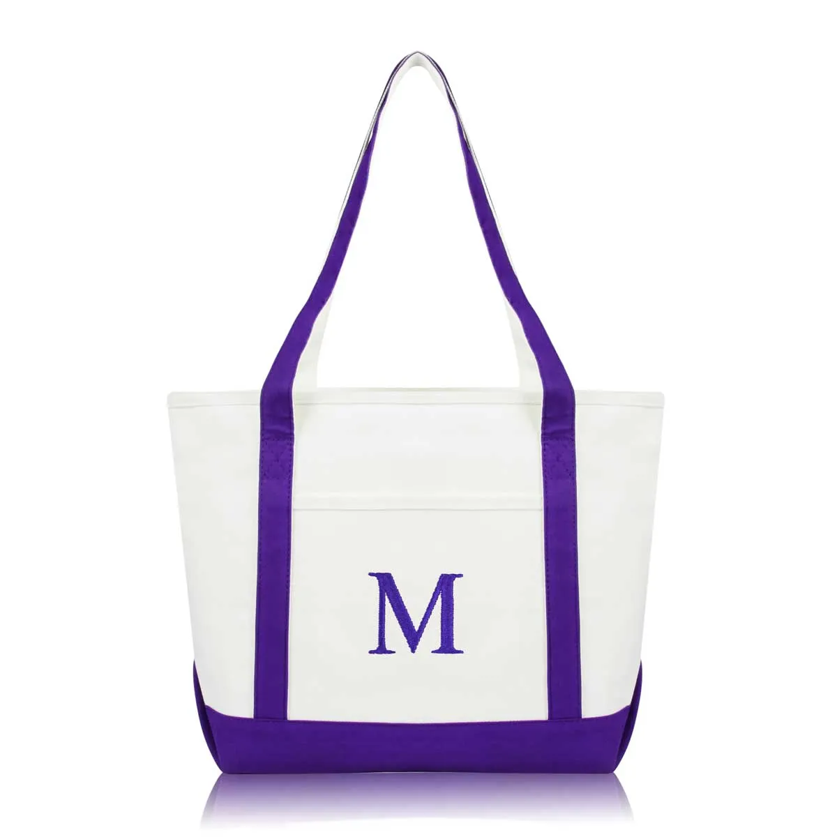 Dalix Medium Personalized Tote Bag Monogrammed Initial Letter - M