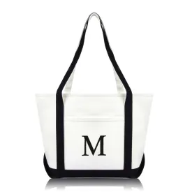 Dalix Medium Personalized Tote Bag Monogrammed Initial Letter - M