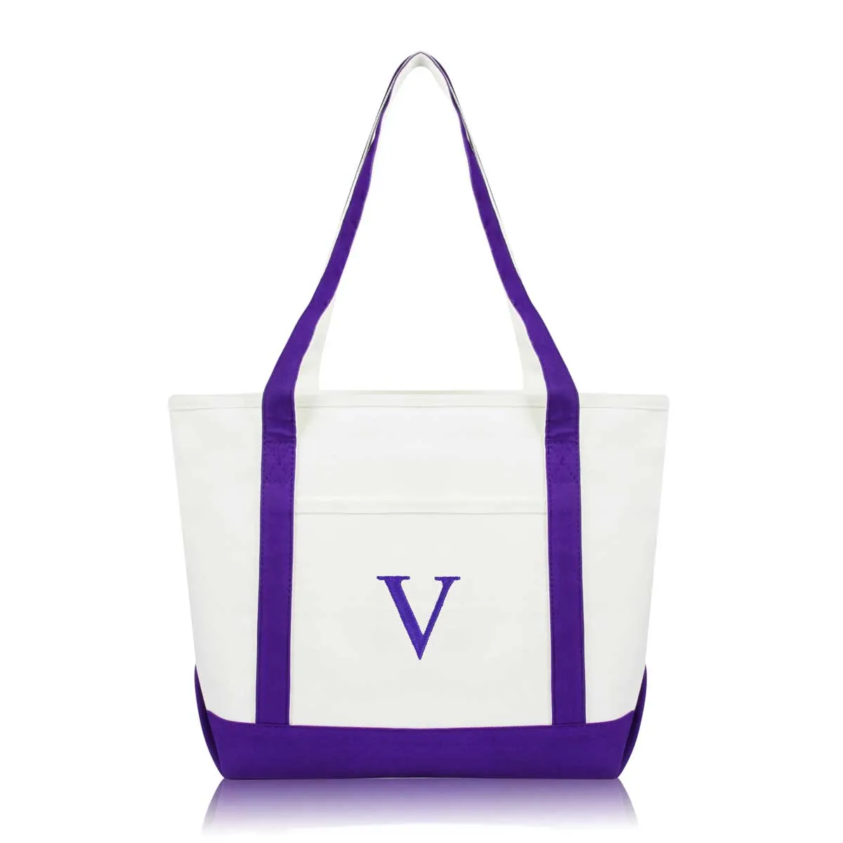 Dalix Medium Personalized Tote Bag Monogrammed Initial Letter - V