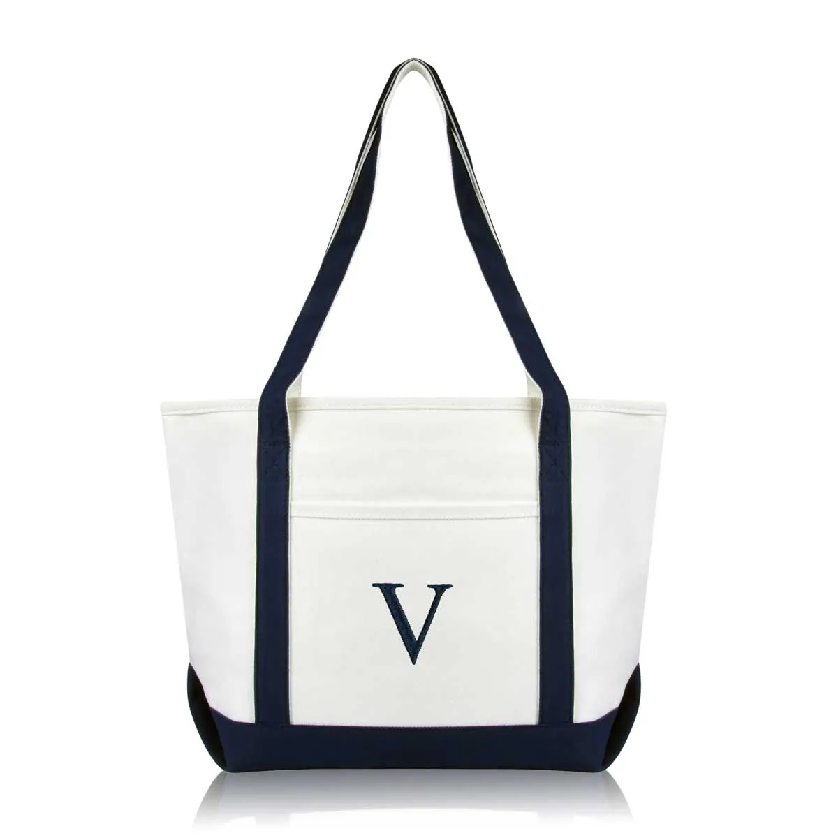 Dalix Medium Personalized Tote Bag Monogrammed Initial Letter - V