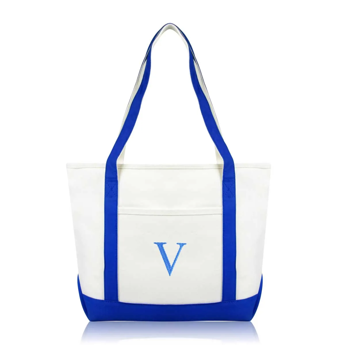 Dalix Medium Personalized Tote Bag Monogrammed Initial Letter - V