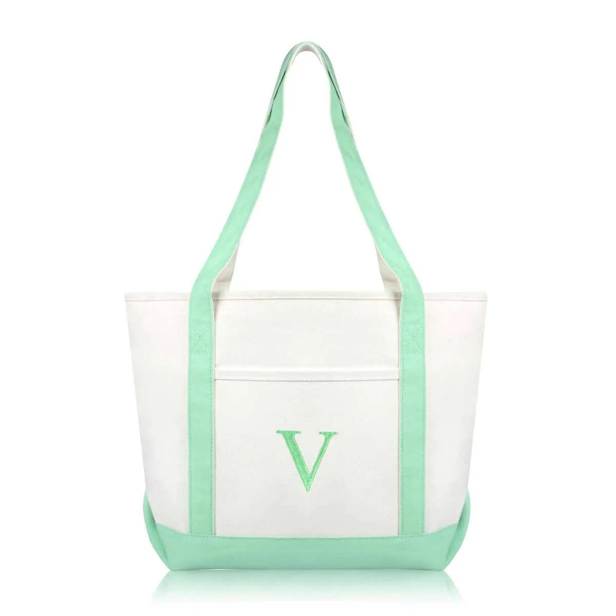 Dalix Medium Personalized Tote Bag Monogrammed Initial Letter - V