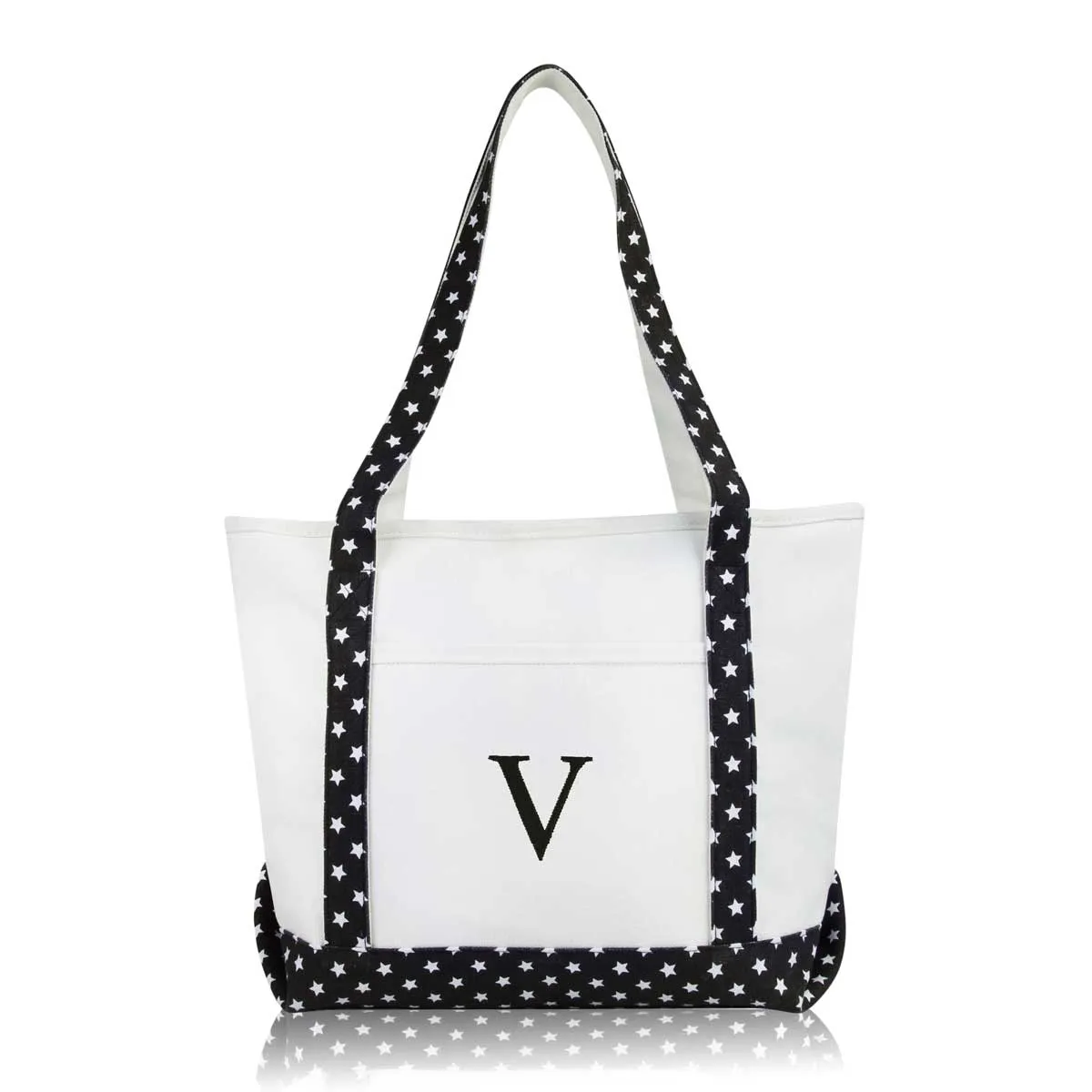 Dalix Medium Personalized Tote Bag Monogrammed Initial Letter - V