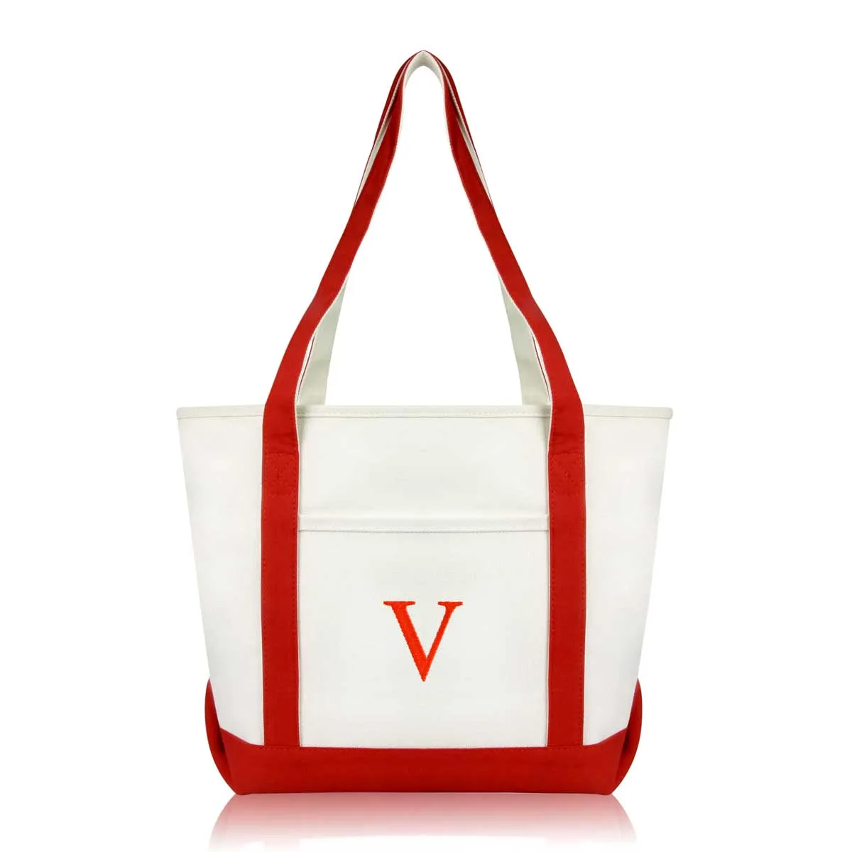 Dalix Medium Personalized Tote Bag Monogrammed Initial Letter - V