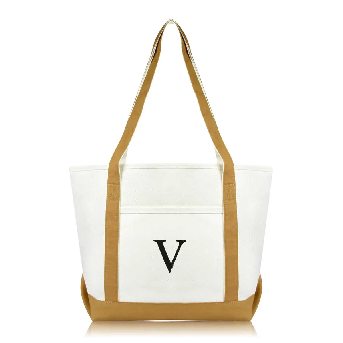 Dalix Medium Personalized Tote Bag Monogrammed Initial Letter - V